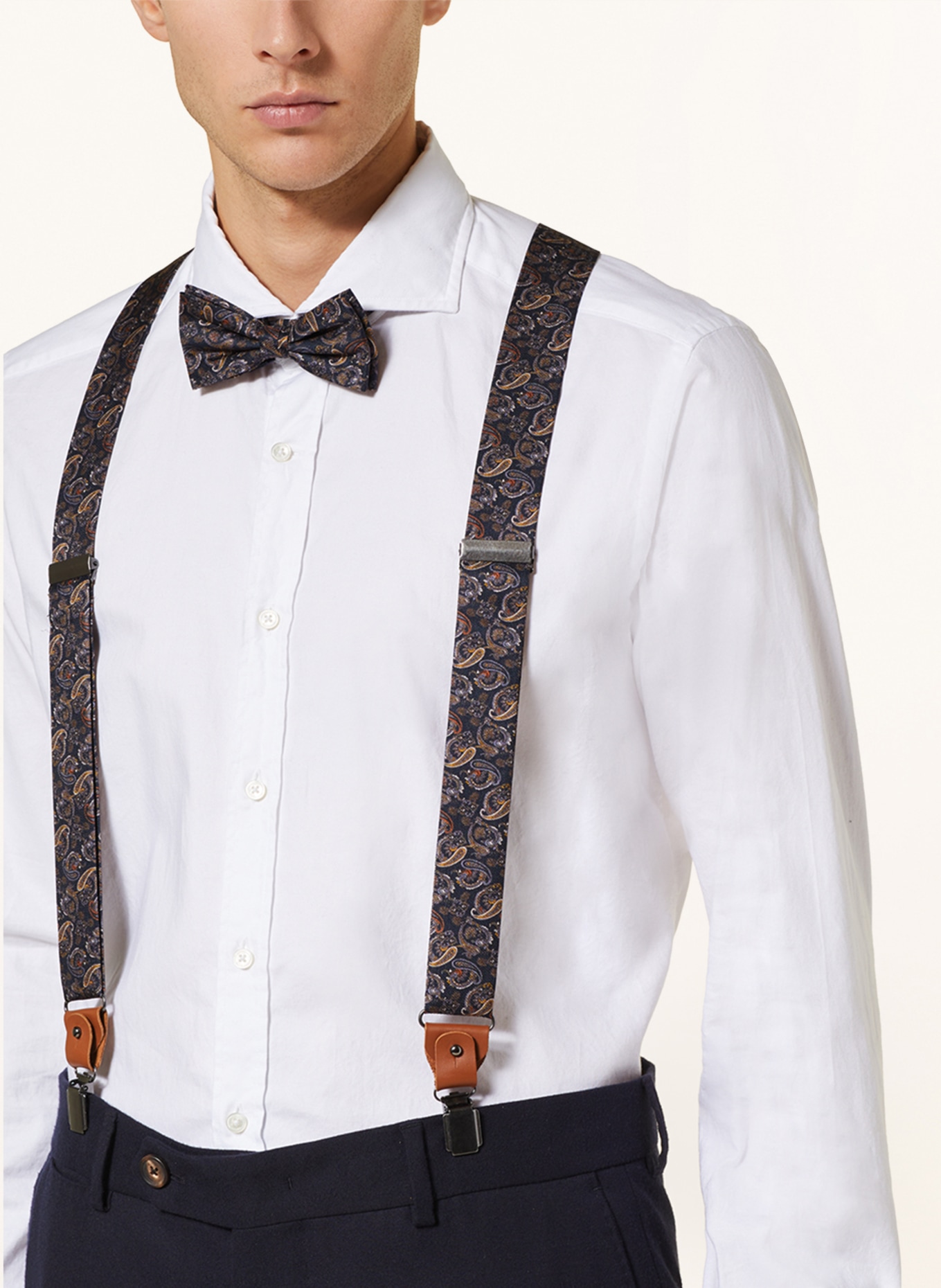 Prince BOWTIE Set: Bow tie and suspenders, Color: DARK BLUE (Image 6)