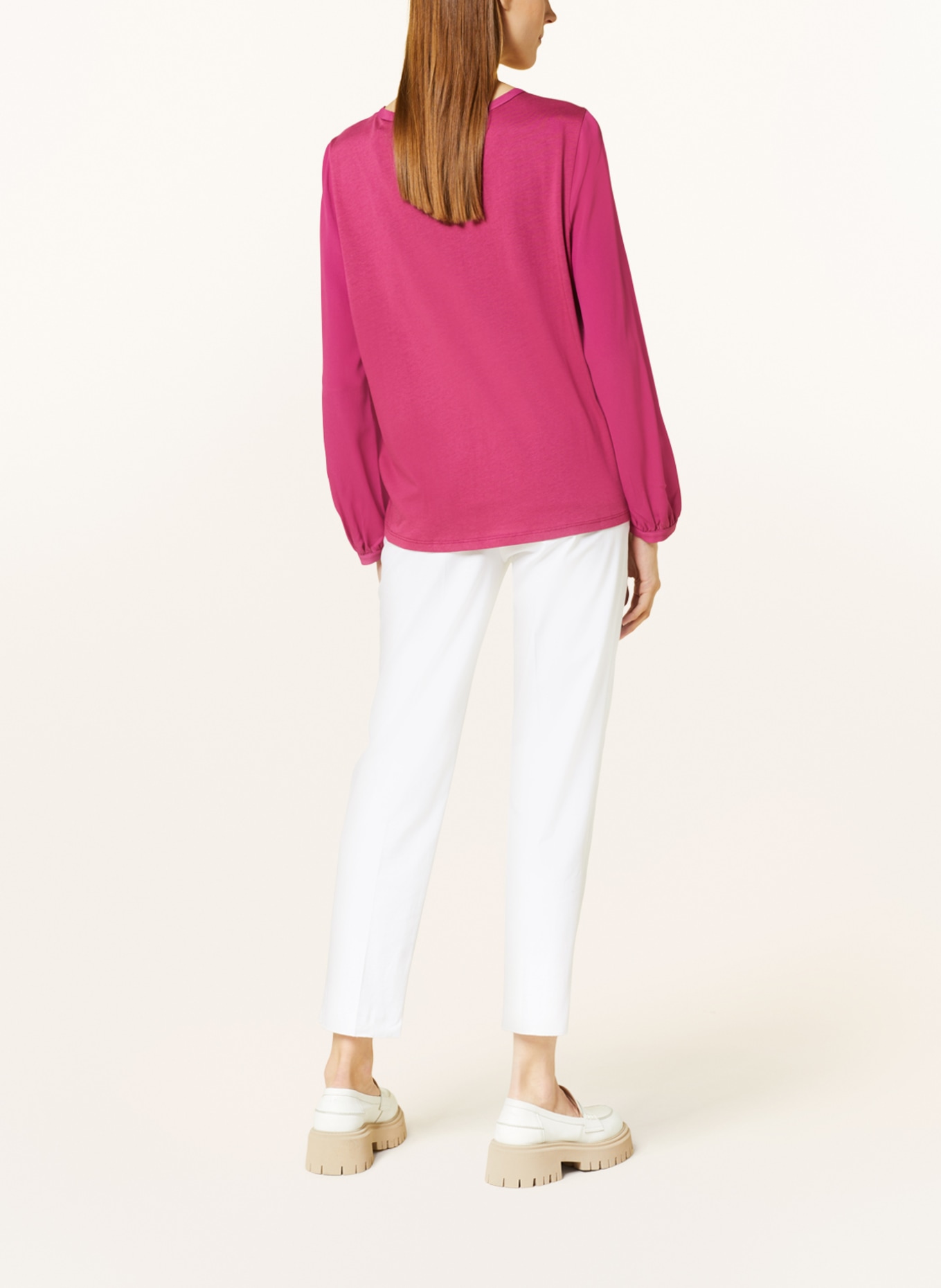 LUISA CERANO Shirt blouse in mixed materials with silk, Color: NEON PINK (Image 3)