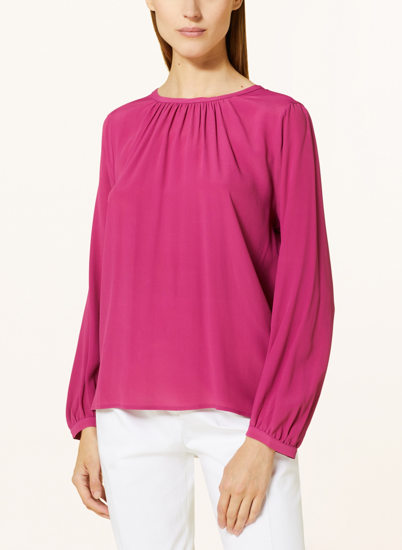 LUISA CERANO Shirt blouse in mixed materials with silk, Color: NEON PINK (Image 4)