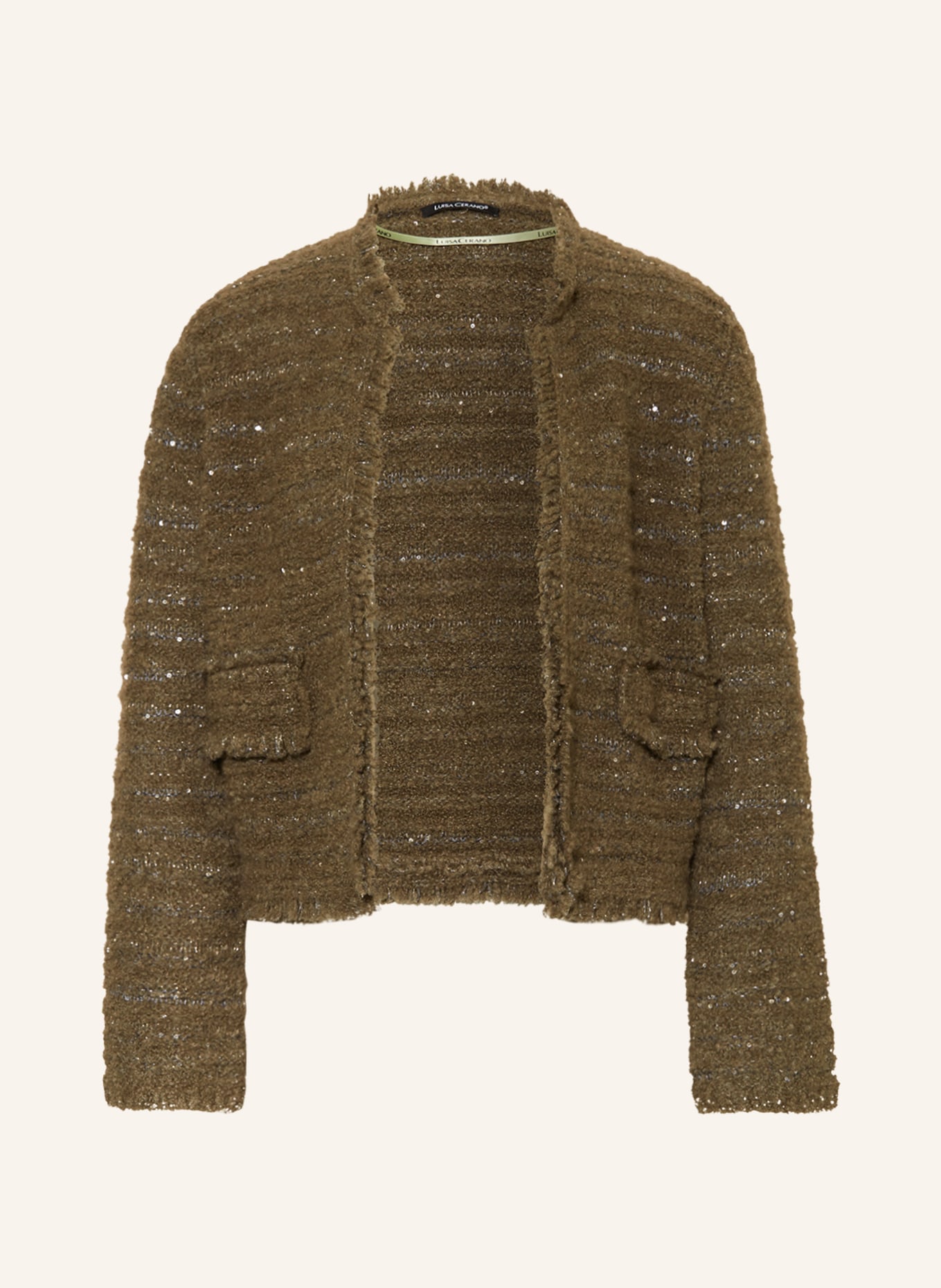 LUISA CERANO Knit cardigan with sequins, Color: KHAKI (Image 1)