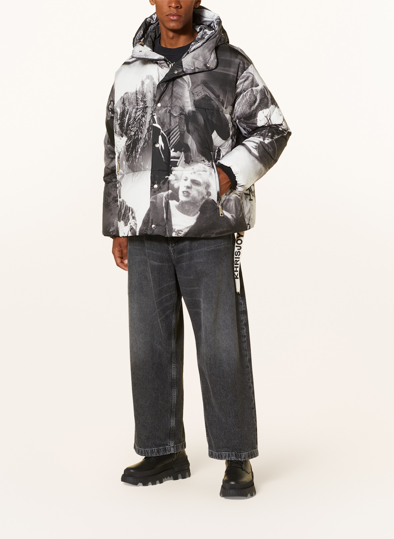 KHRISJOY Oversized down jacket, Color: BLACK/ WHITE (Image 2)