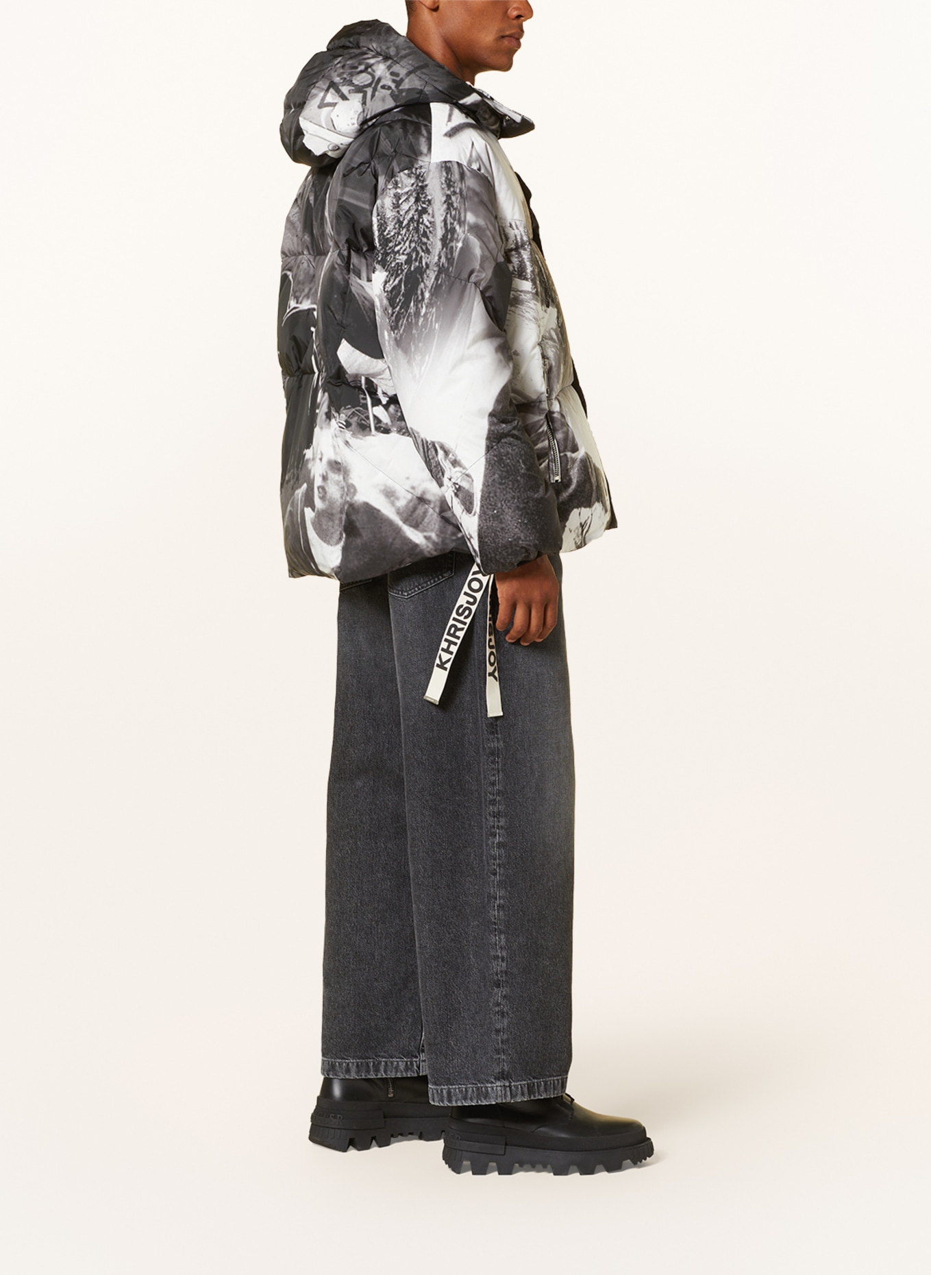 KHRISJOY Oversized down jacket, Color: BLACK/ WHITE (Image 4)