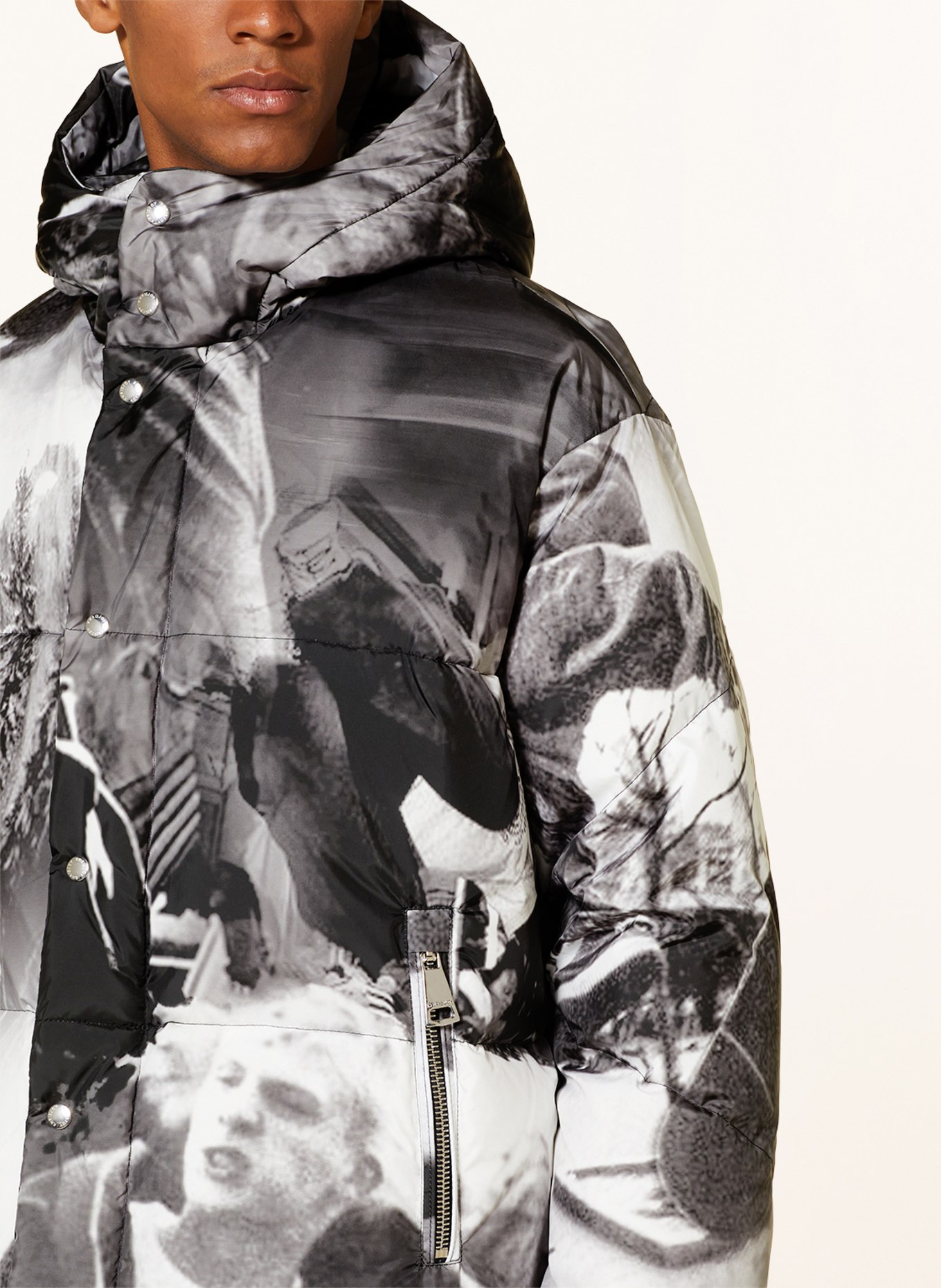 KHRISJOY Oversized down jacket, Color: BLACK/ WHITE (Image 5)