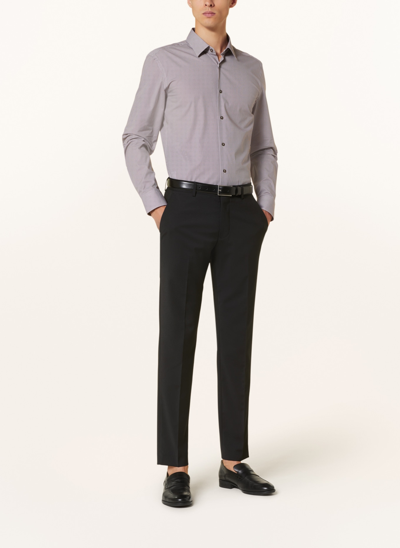 BOSS Shirt HANK slim fit, Color: DARK BROWN/ WHITE (Image 2)