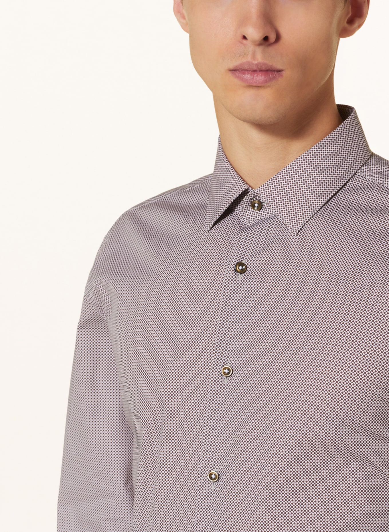 BOSS Shirt HANK slim fit, Color: DARK BROWN/ WHITE (Image 4)