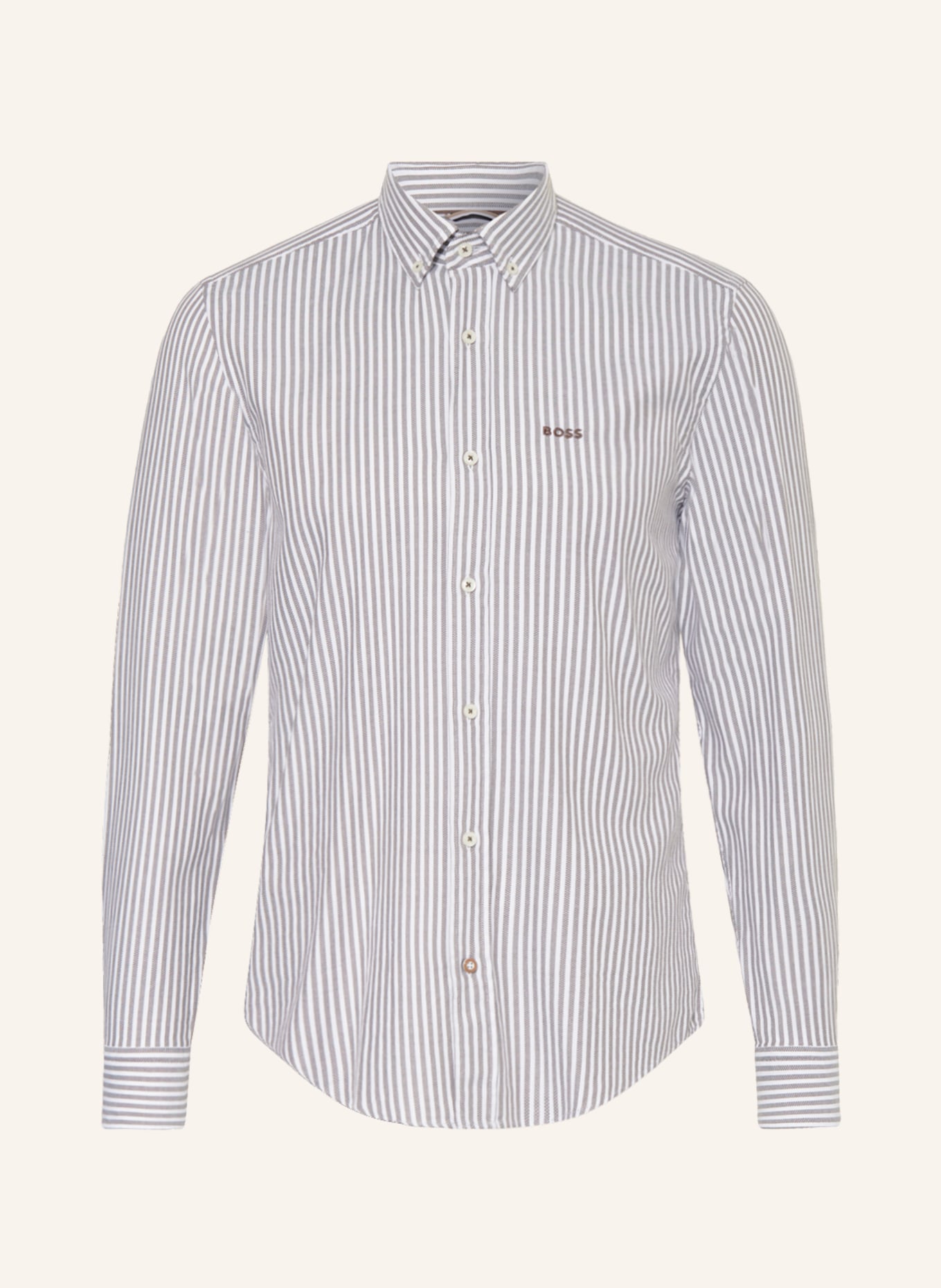 BOSS Shirt HAL casual fit, Color: KHAKI/ WHITE (Image 1)