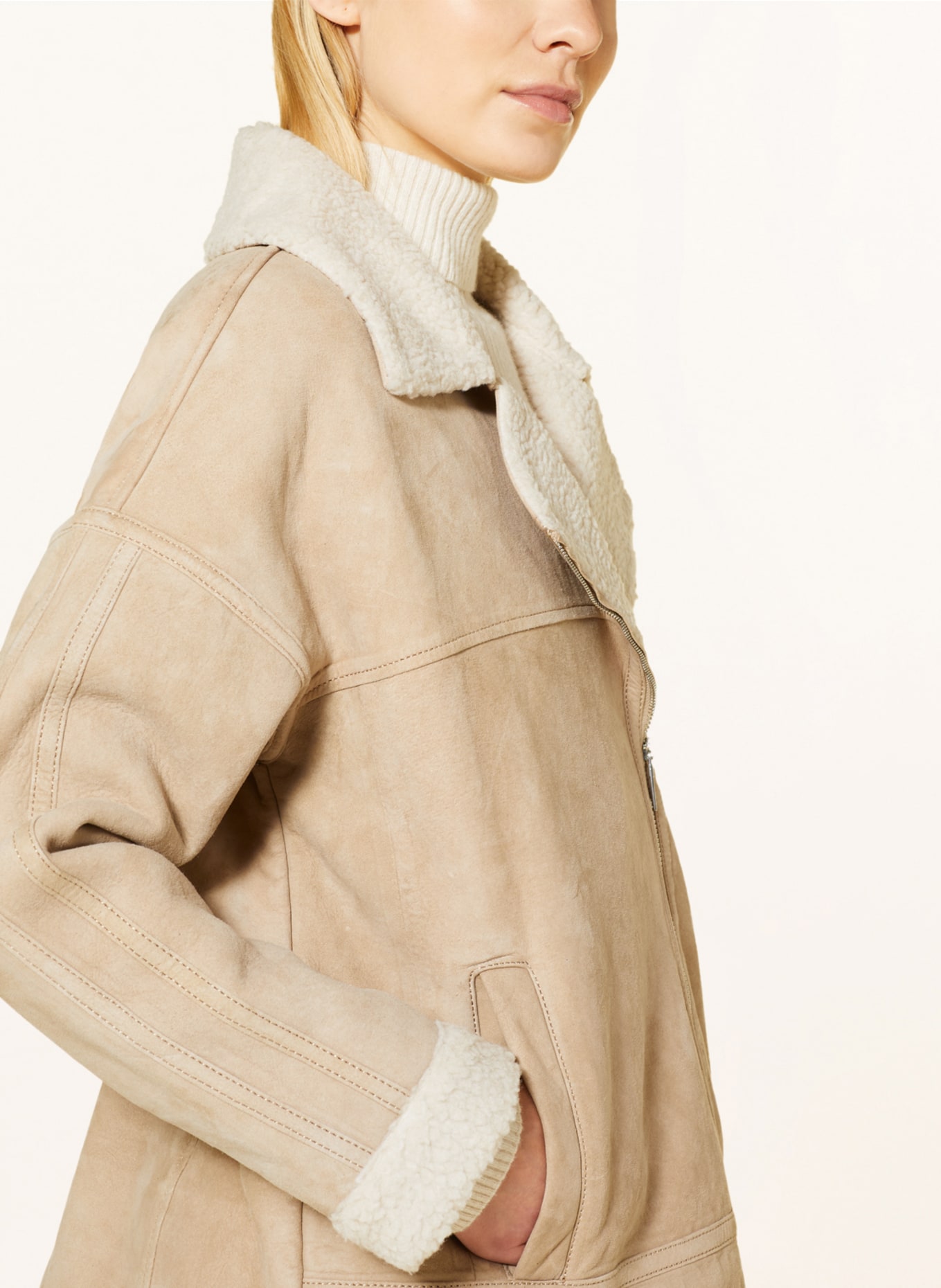 Maze Lambskin jacket with Teddy, Color: BEIGE (Image 4)