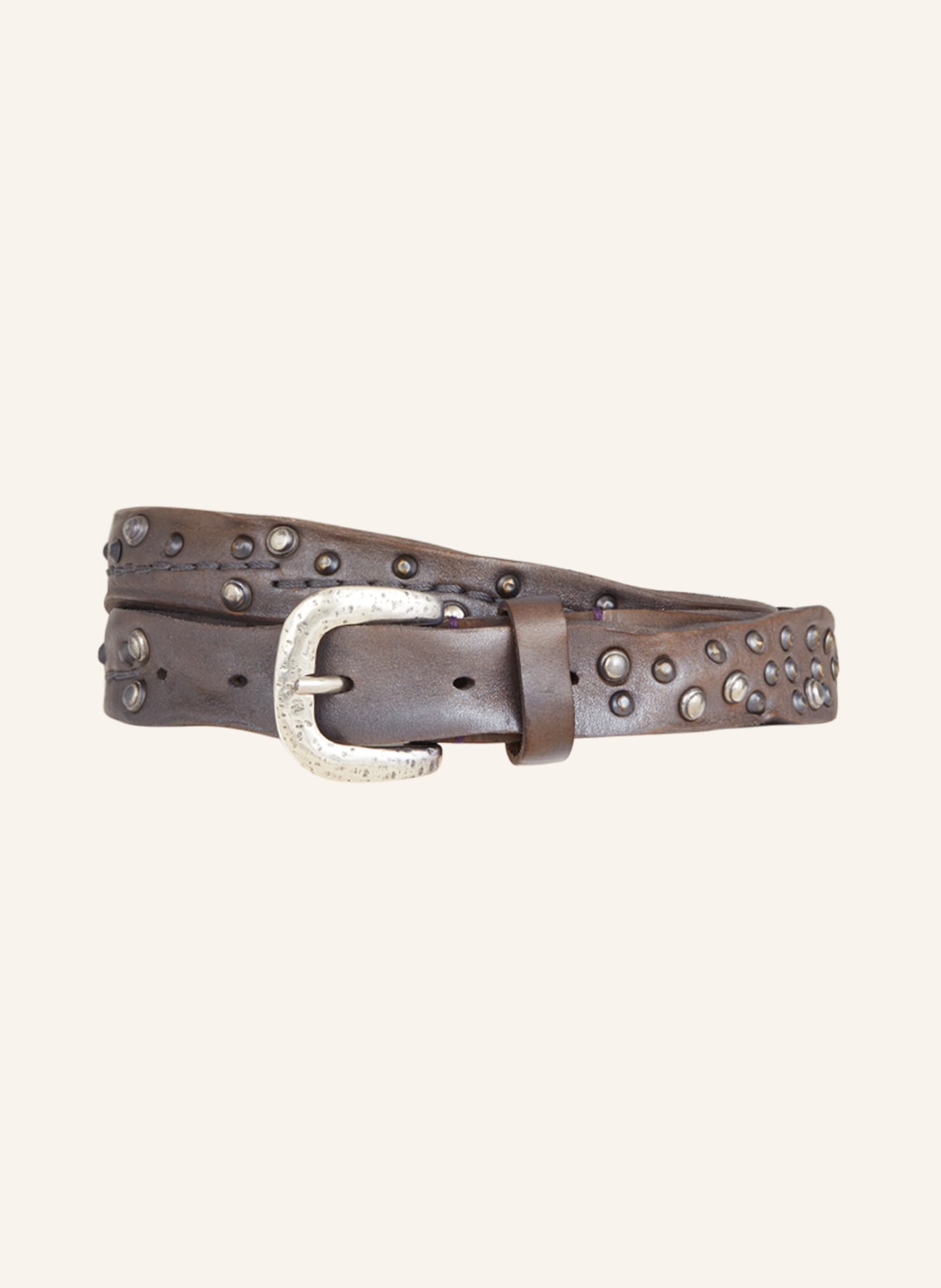 Reptile's House Leather belt with rivets, Color: TAUPE (Image 1)