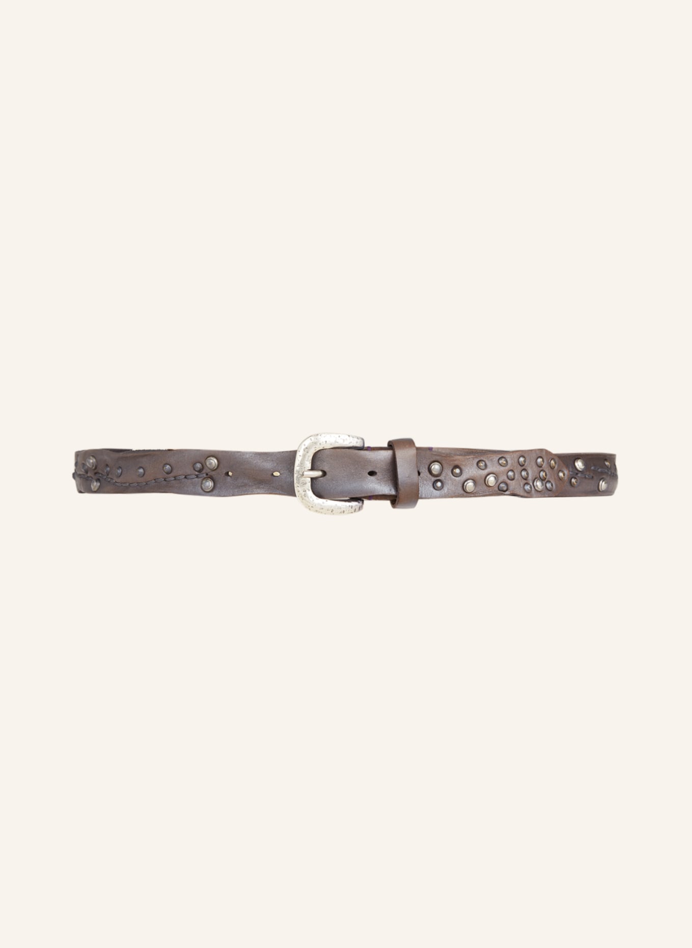 Reptile's House Leather belt with rivets, Color: TAUPE (Image 2)