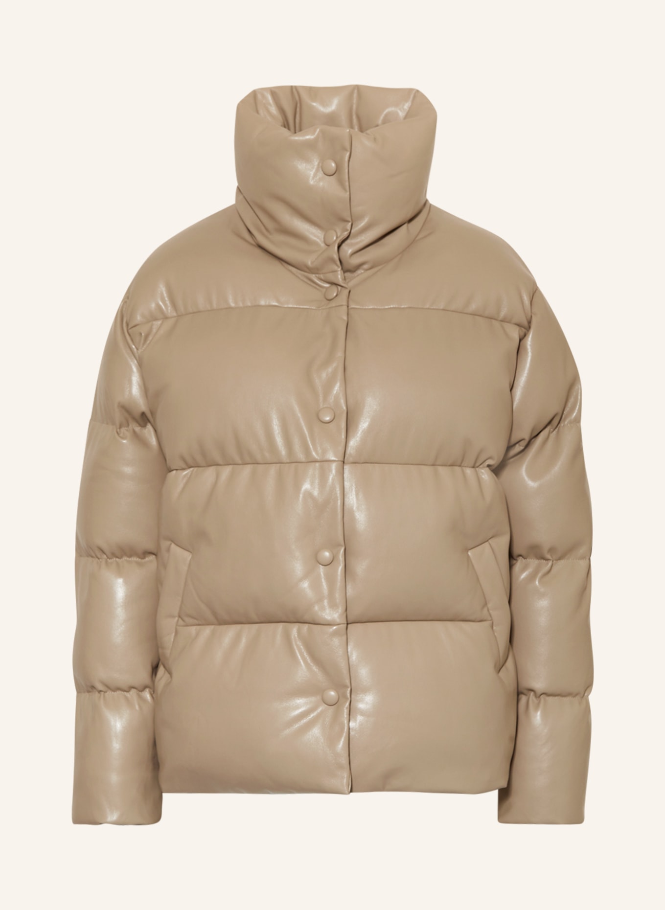 MRS & HUGS Quilted jacket in leather look, Color: TAUPE (Image 1)