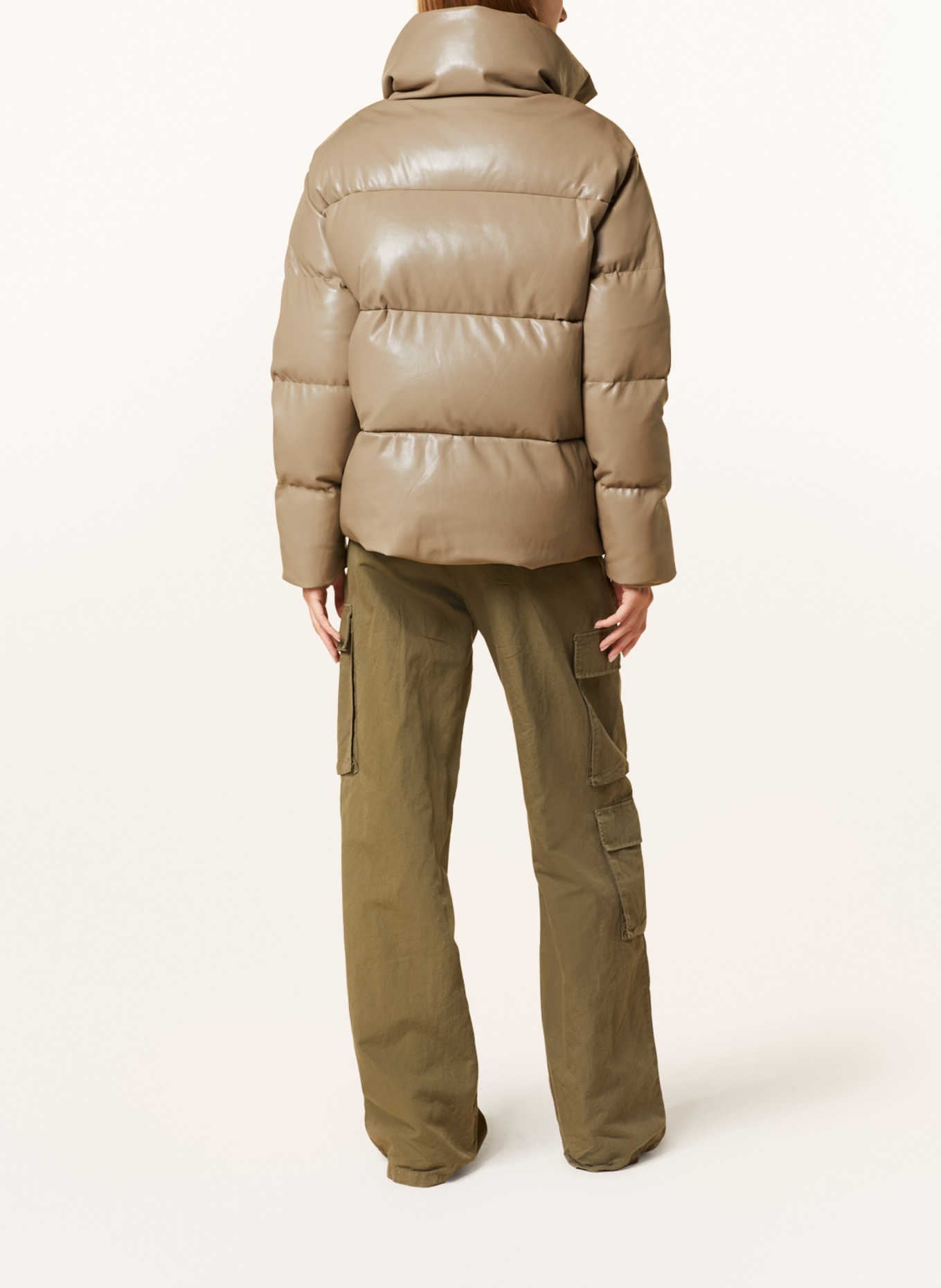 MRS & HUGS Quilted jacket in leather look, Color: TAUPE (Image 3)