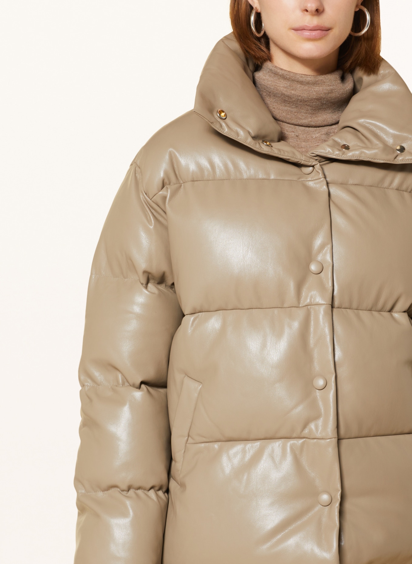 MRS & HUGS Quilted jacket in leather look, Color: TAUPE (Image 4)