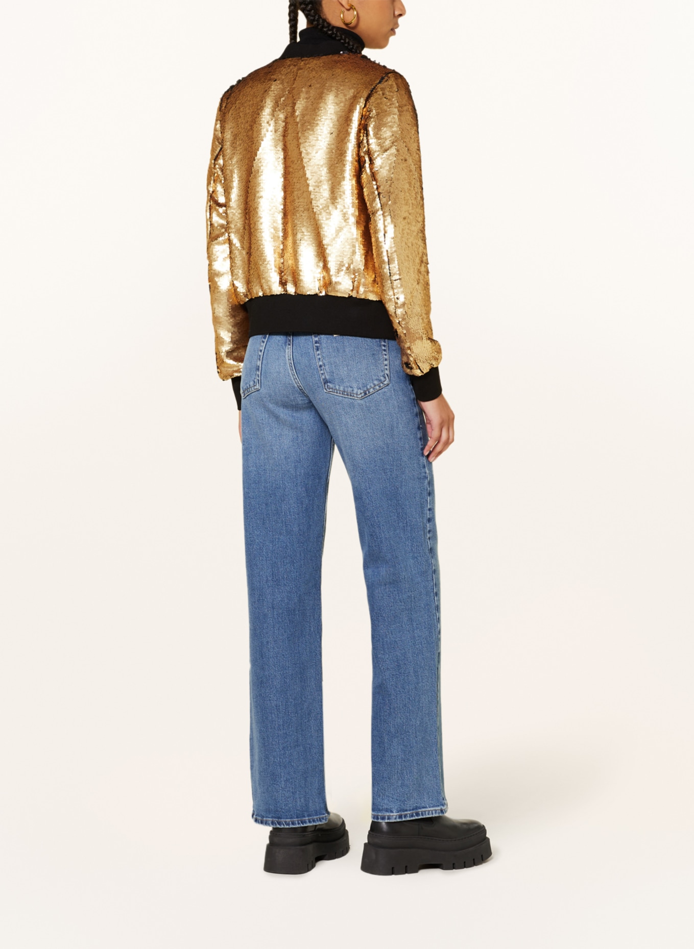 ORIGINAL BOMBERS Bomber jacket with reversible sequins, Color: GOLD (Image 3)