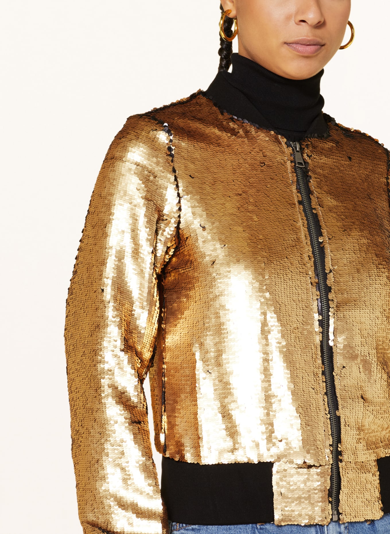 ORIGINAL BOMBERS Bomber jacket with reversible sequins, Color: GOLD (Image 4)