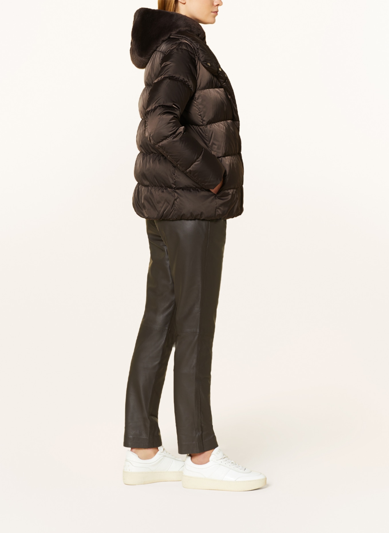 HERNO Down jacket with faux fur, Color: BROWN (Image 4)