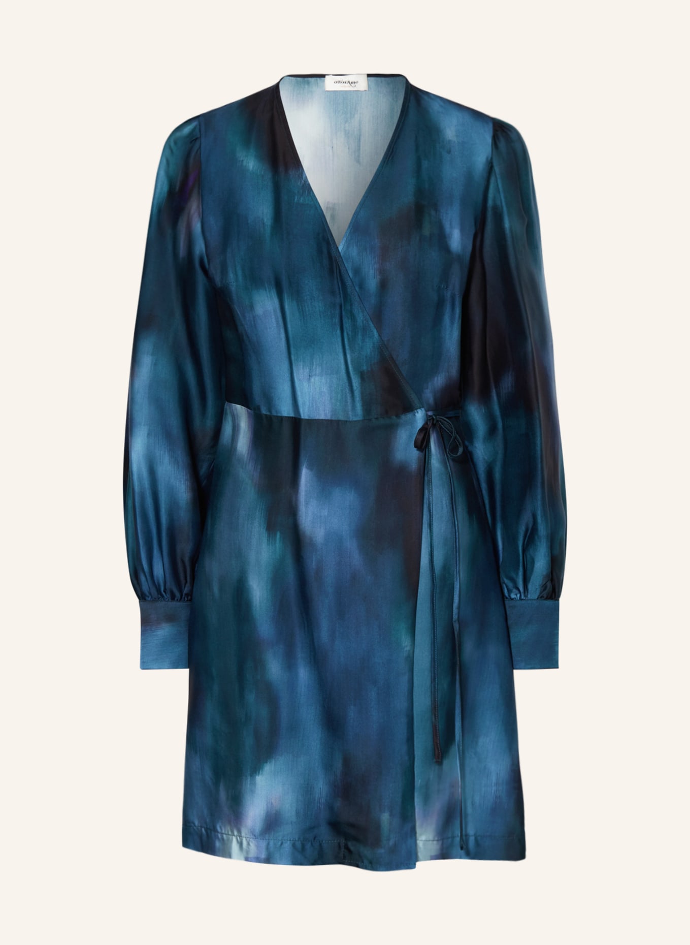 ottod'ame Sukienka z satyny w stylu kopertowym, Kolor: GRANATOWY/ NIEBIESKI/ JASNONIEBIESKI (Obrazek 1)