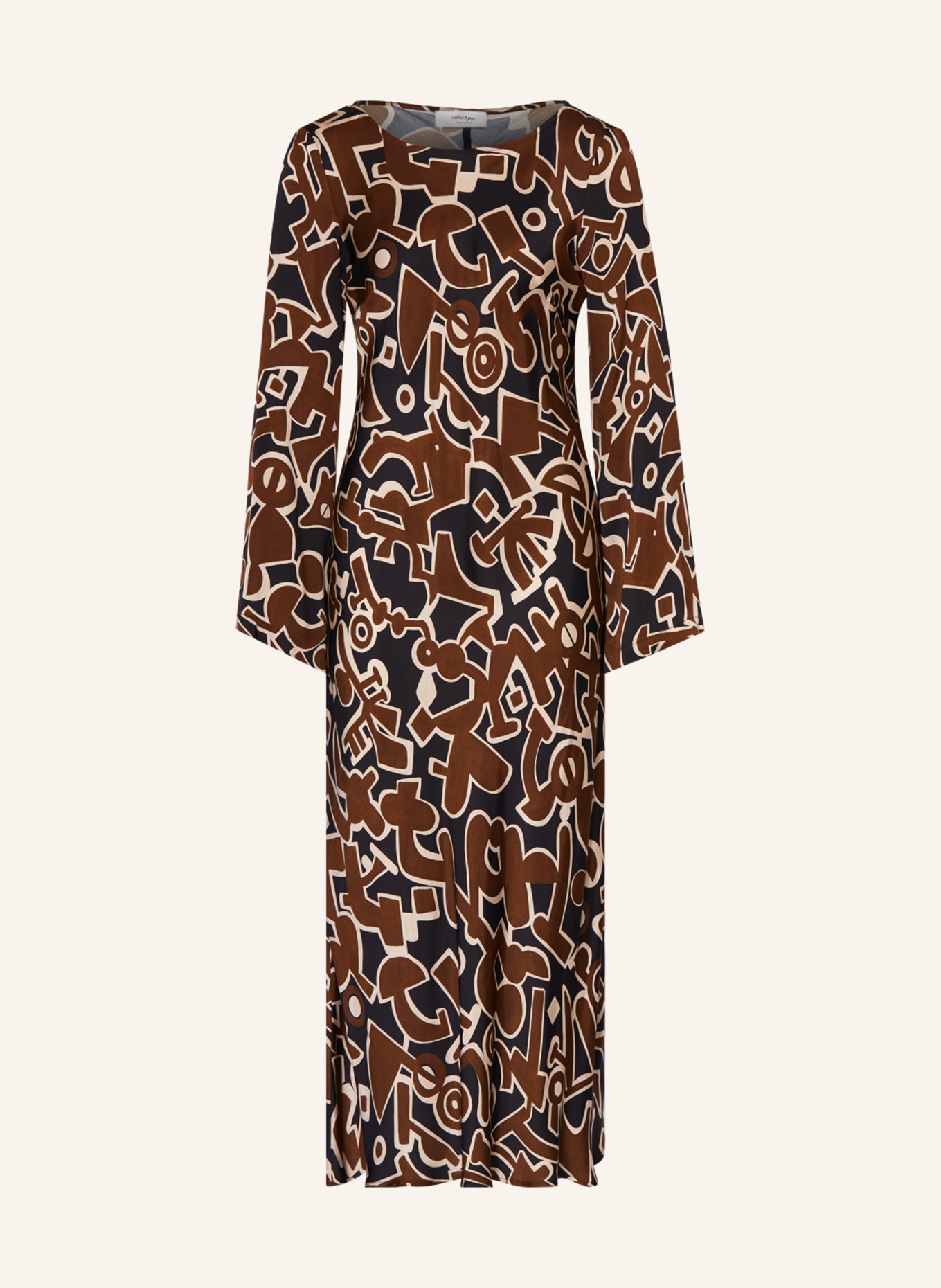 ottod'ame Satin dress, Color: BROWN/ CREAM/ BLACK (Image 1)