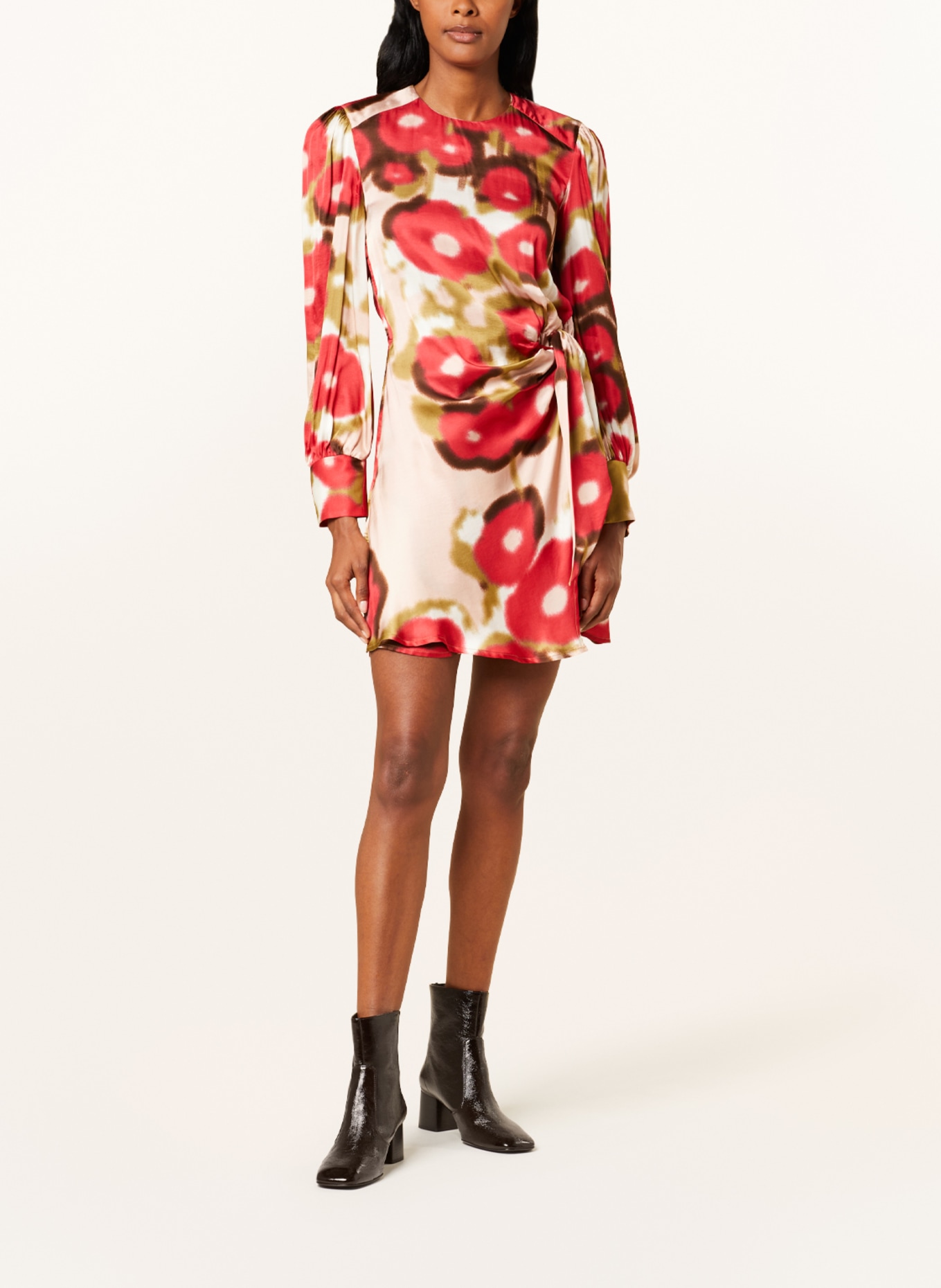 ottod'ame Satin dress in wrap look, Color: NUDE/ CAMEL/ RED (Image 2)