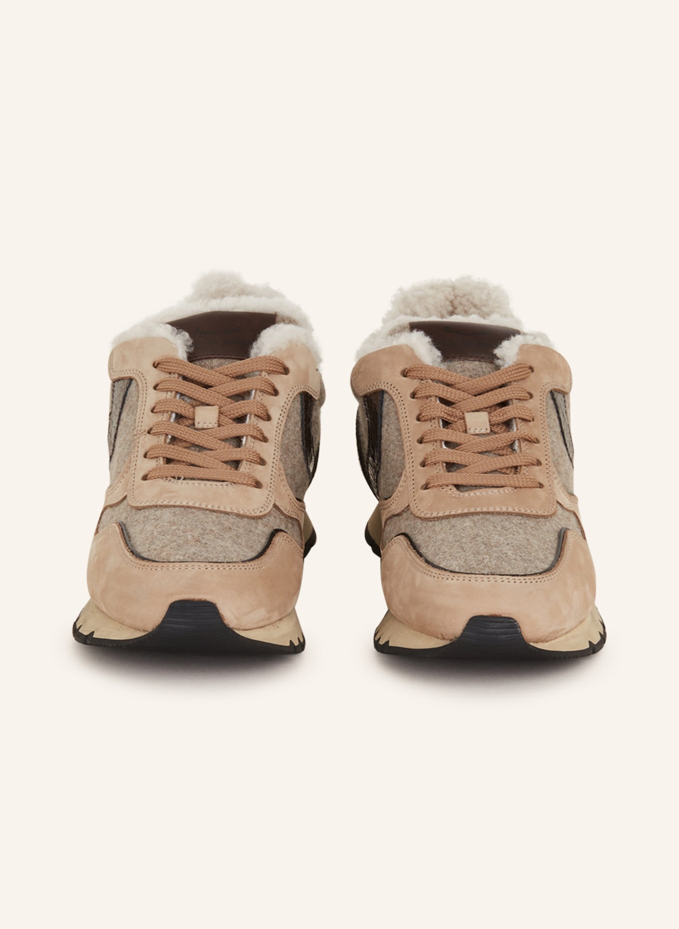 VOILE BLANCHE Sneakers JULIA with real fur, Color: BEIGE/ GRAY (Image 3)