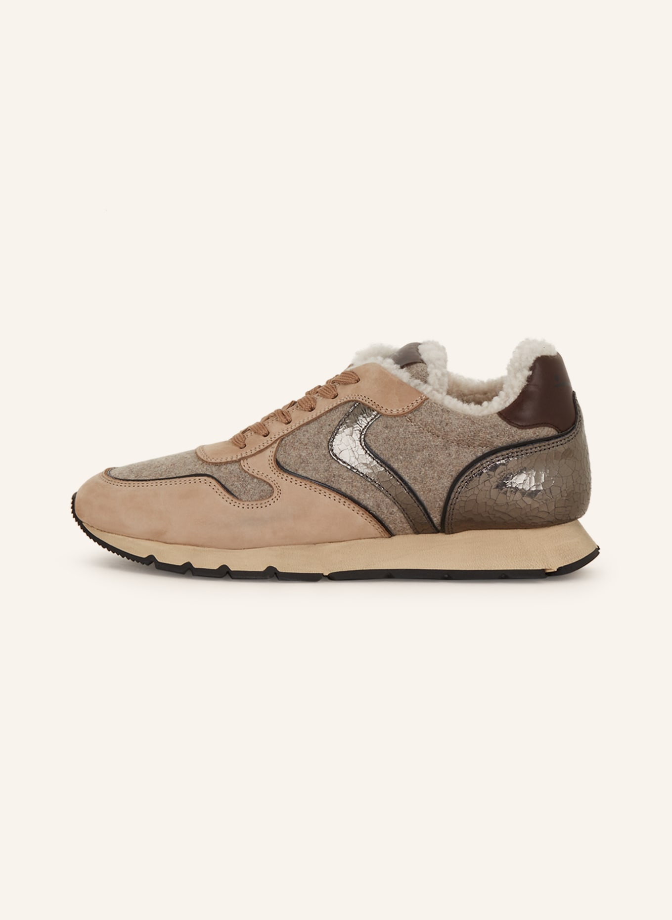 VOILE BLANCHE Sneakers JULIA with real fur, Color: BEIGE/ GRAY (Image 4)
