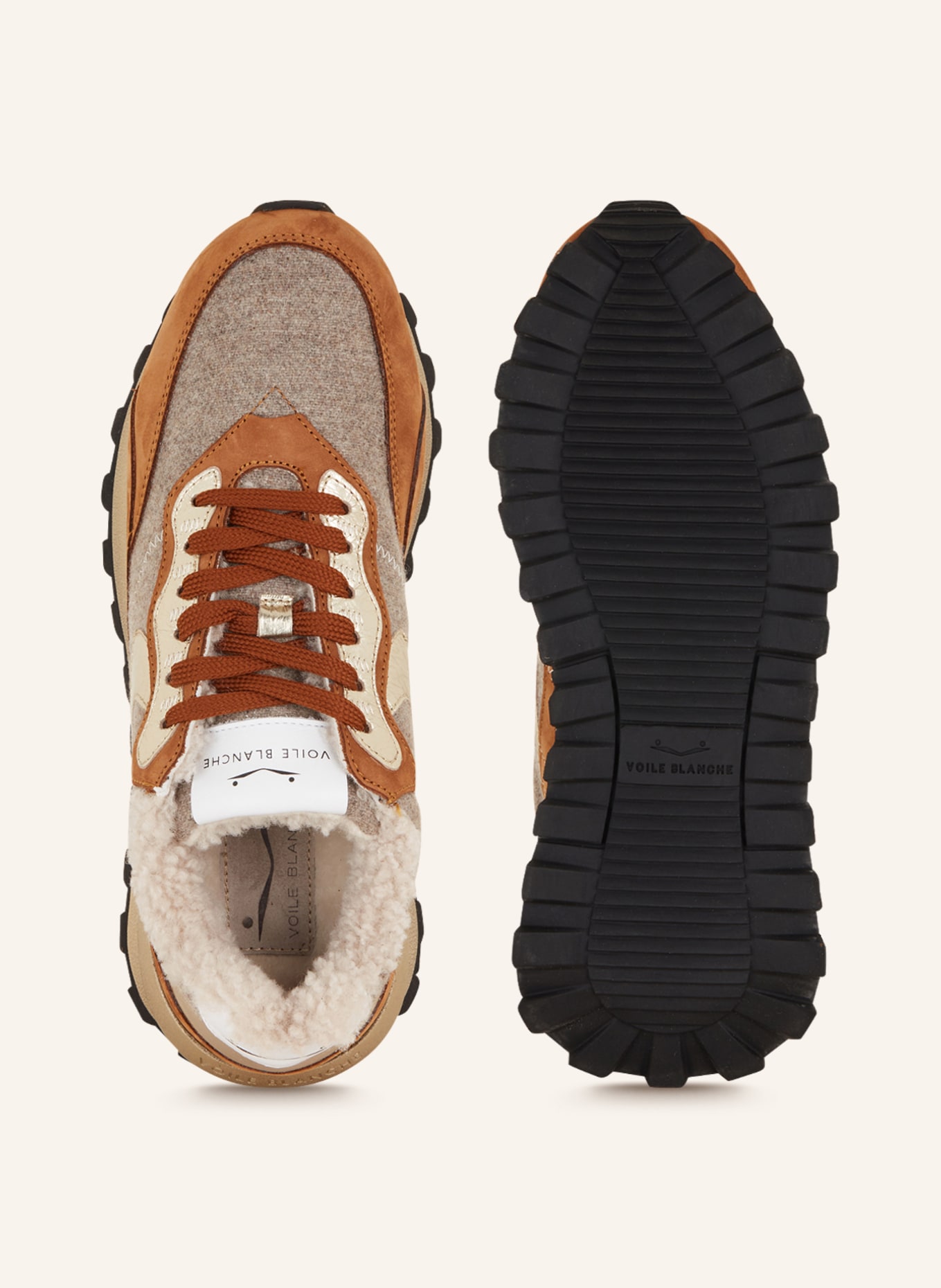 VOILE BLANCHE Sneakersy QWARK HYPE z pluszowym materiałem, Kolor: JASNOCZARY/ BRĄZOWY/ BIAŁOZŁOTY (Obrazek 5)