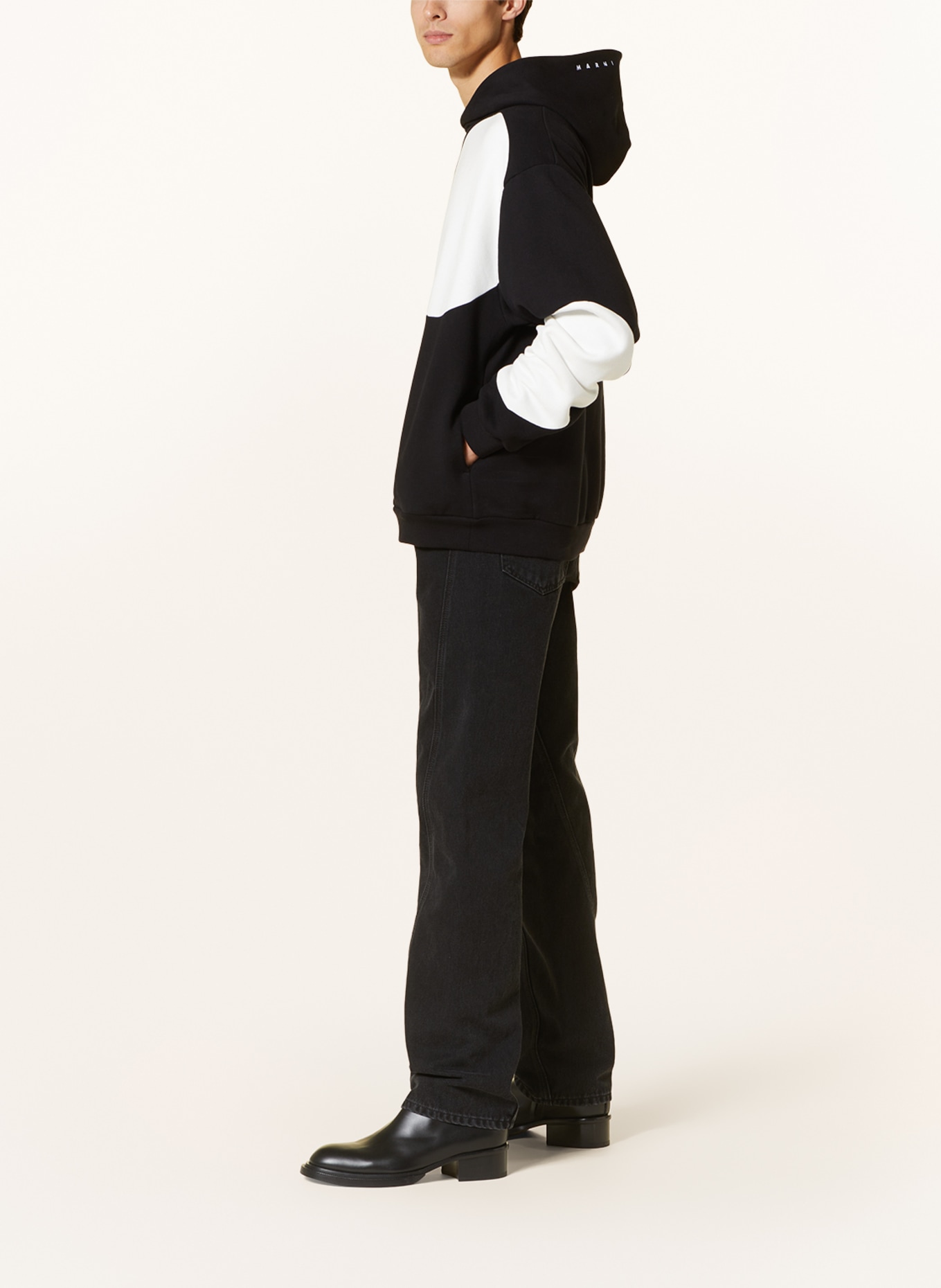 MARNI Oversized hoodie, Color: BLACK/ WHITE (Image 4)