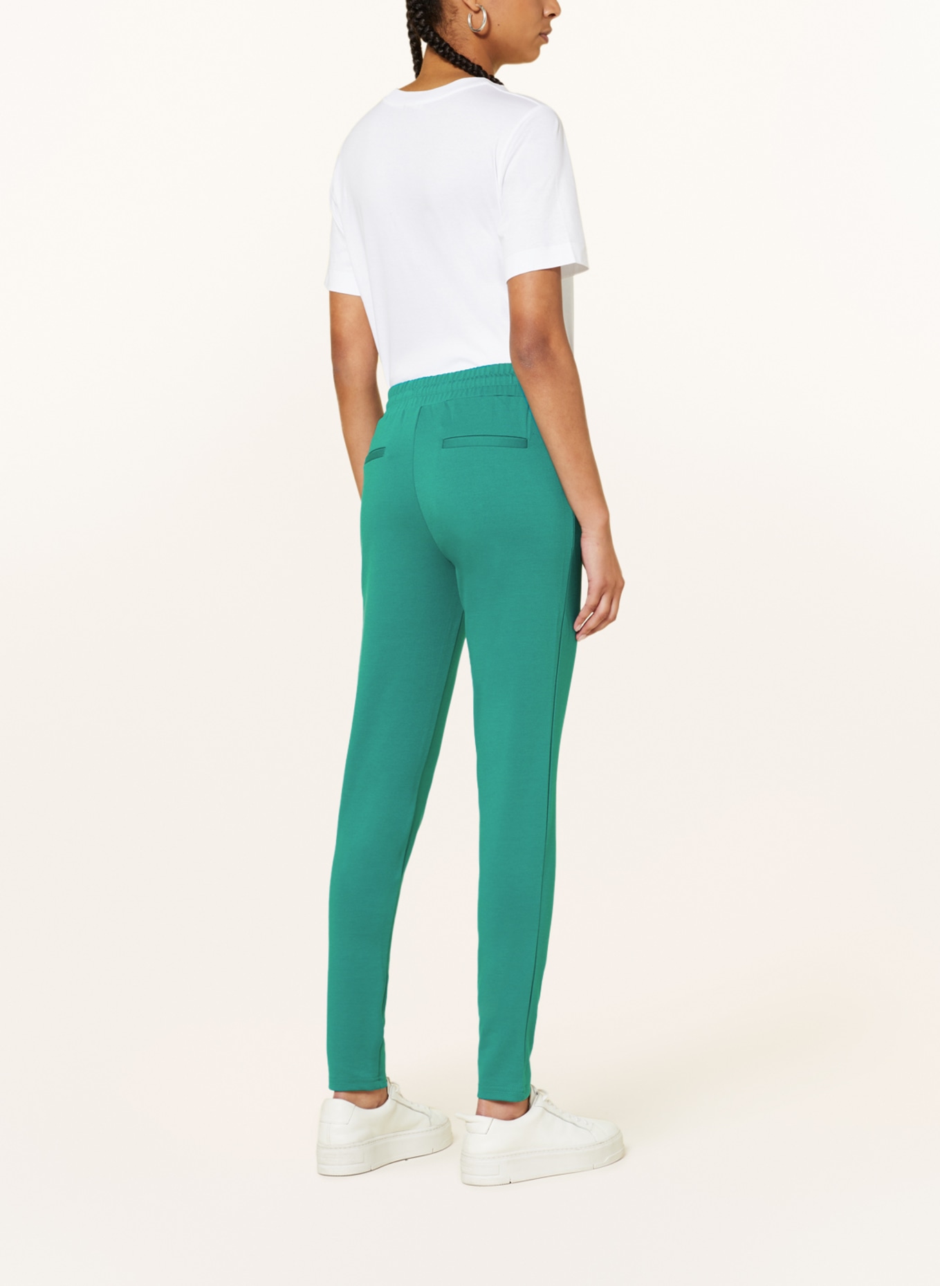 ICHI Jersey pants IHKATE in jogger style, Color: GREEN (Image 3)