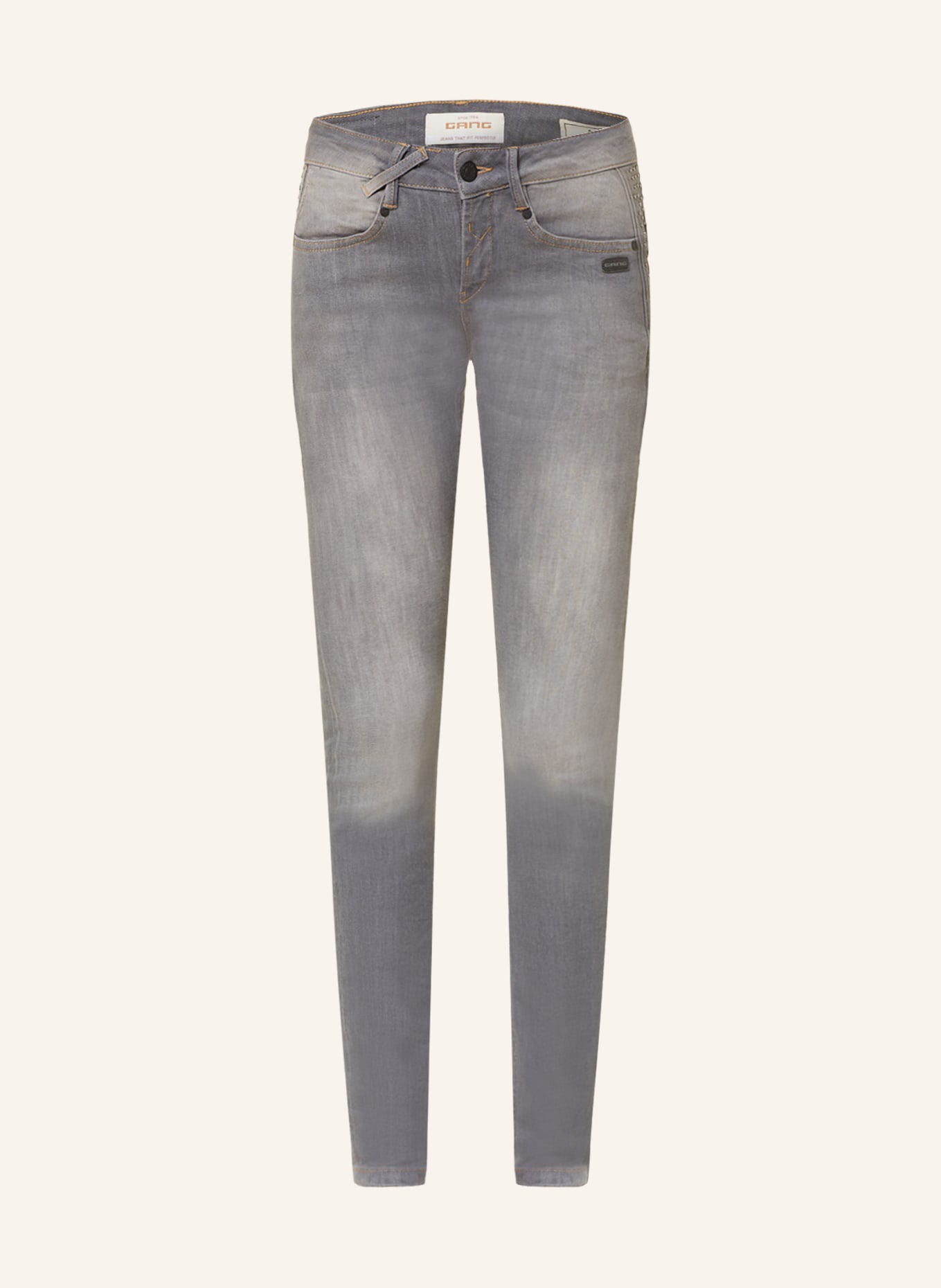 GANG Skinny Jeans NELE with decorative gems, Color: 7996 stared grey washed (Image 1)