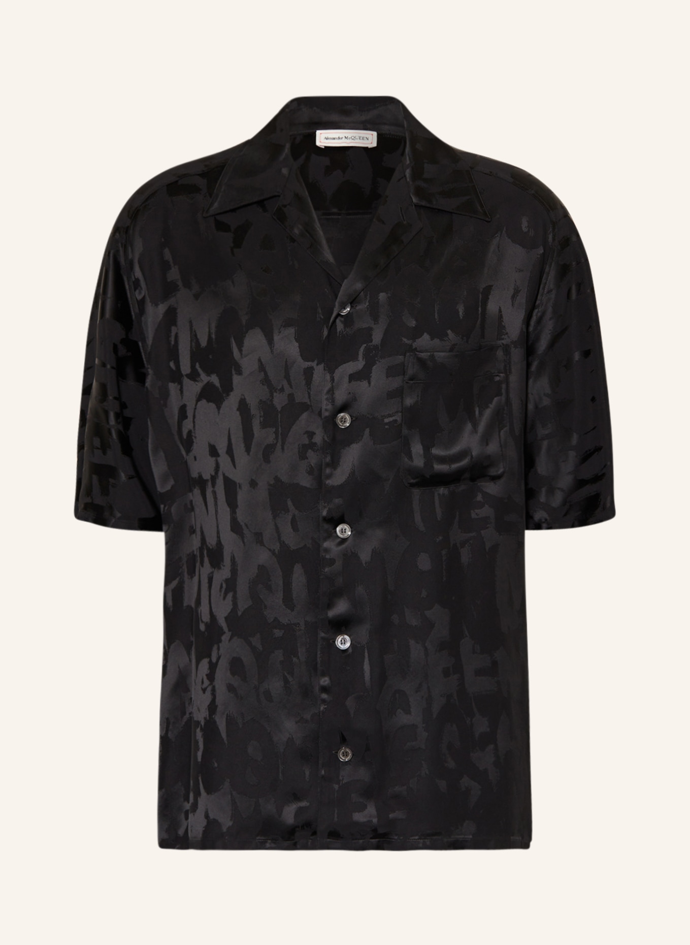 Alexander McQUEEN Resorthemd Comfort Fit aus Satin, Farbe: SCHWARZ (Bild 1)