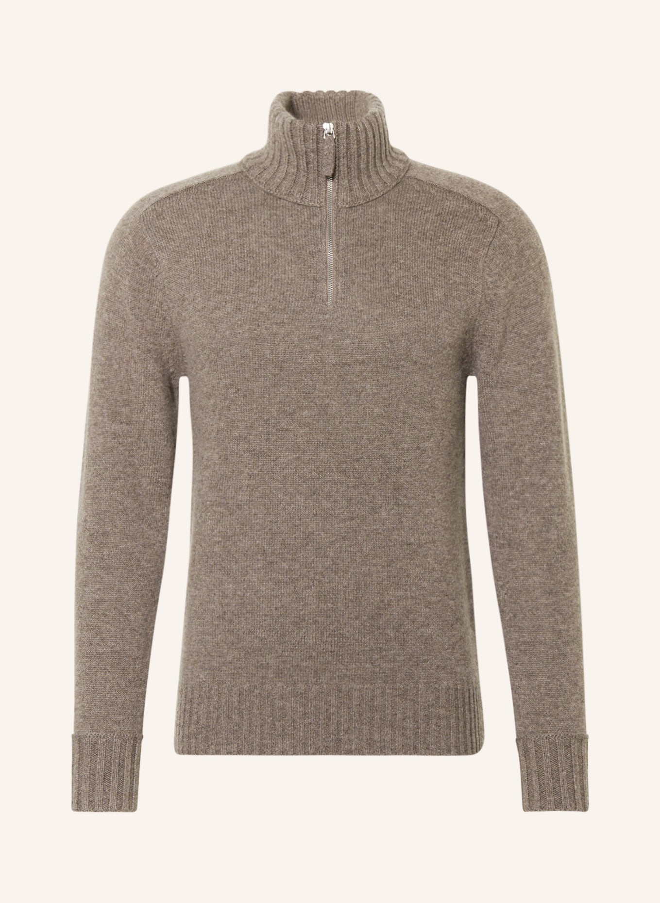 FTC CASHMERE Cashmere half-zip sweater, Color: LIGHT BROWN (Image 1)