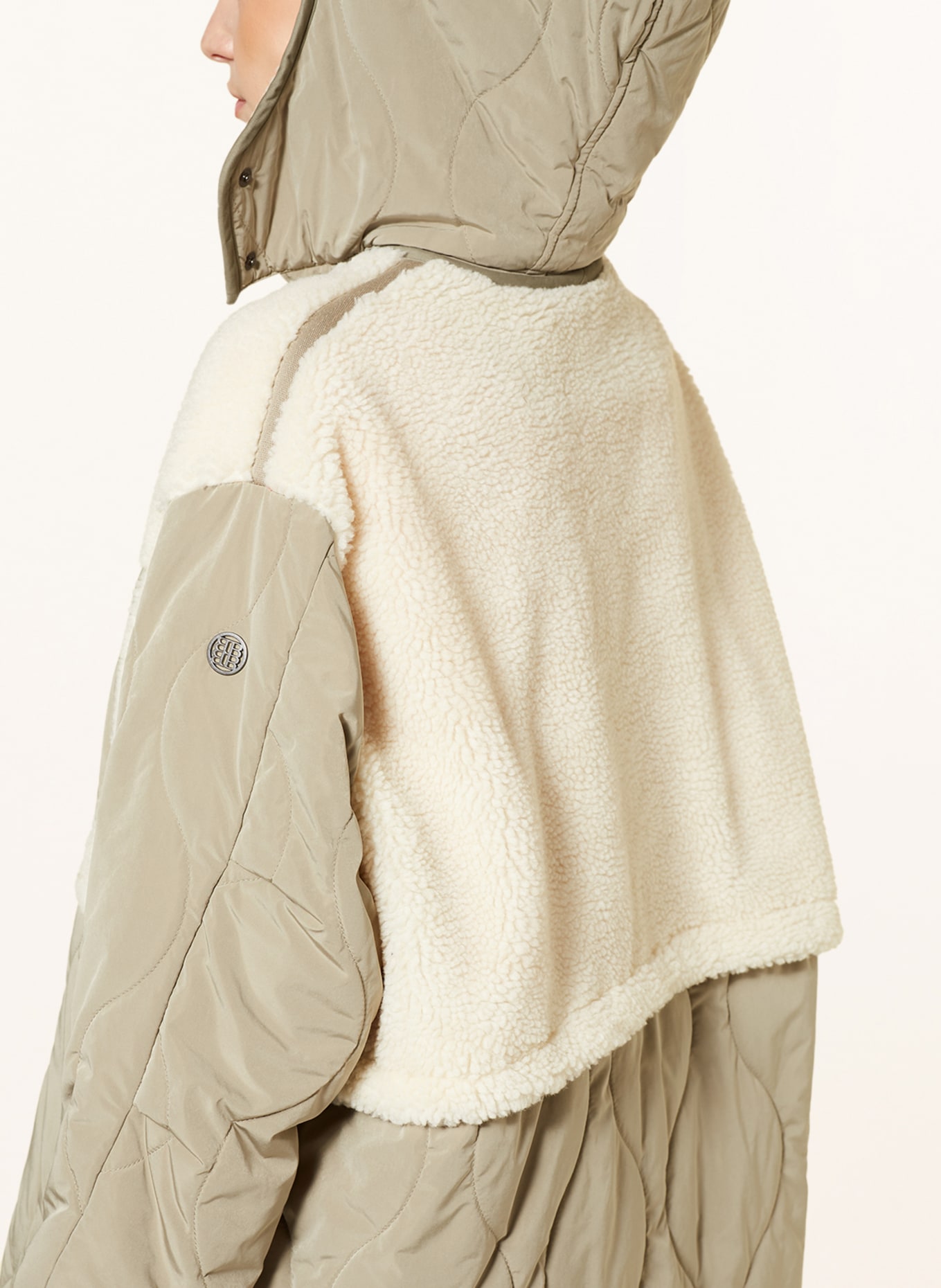 BLONDE No.8 Quilted jacket with detachable hood and teddy, Color: LIGHT GREEN/ ECRU (Image 6)