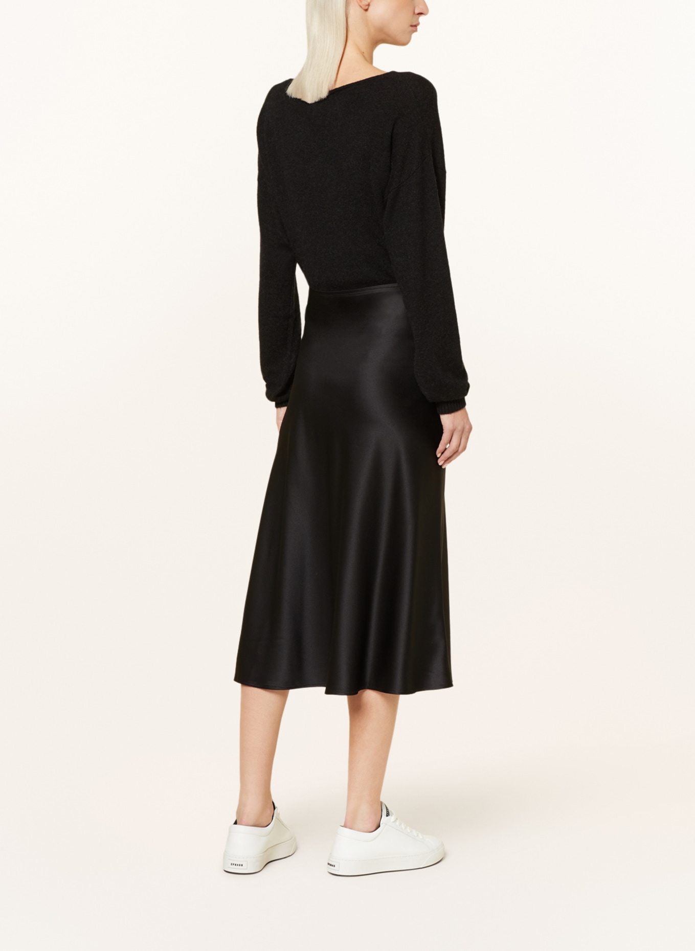 Juvia Satin skirt FLEUR, Color: BLACK (Image 3)