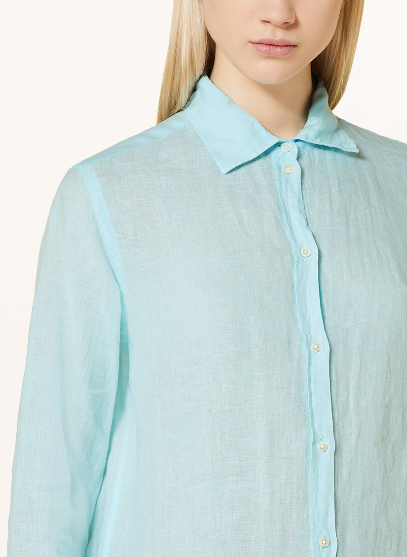 Juvia Shirt blouse GINGER made of linen, Color: TURQUOISE (Image 4)