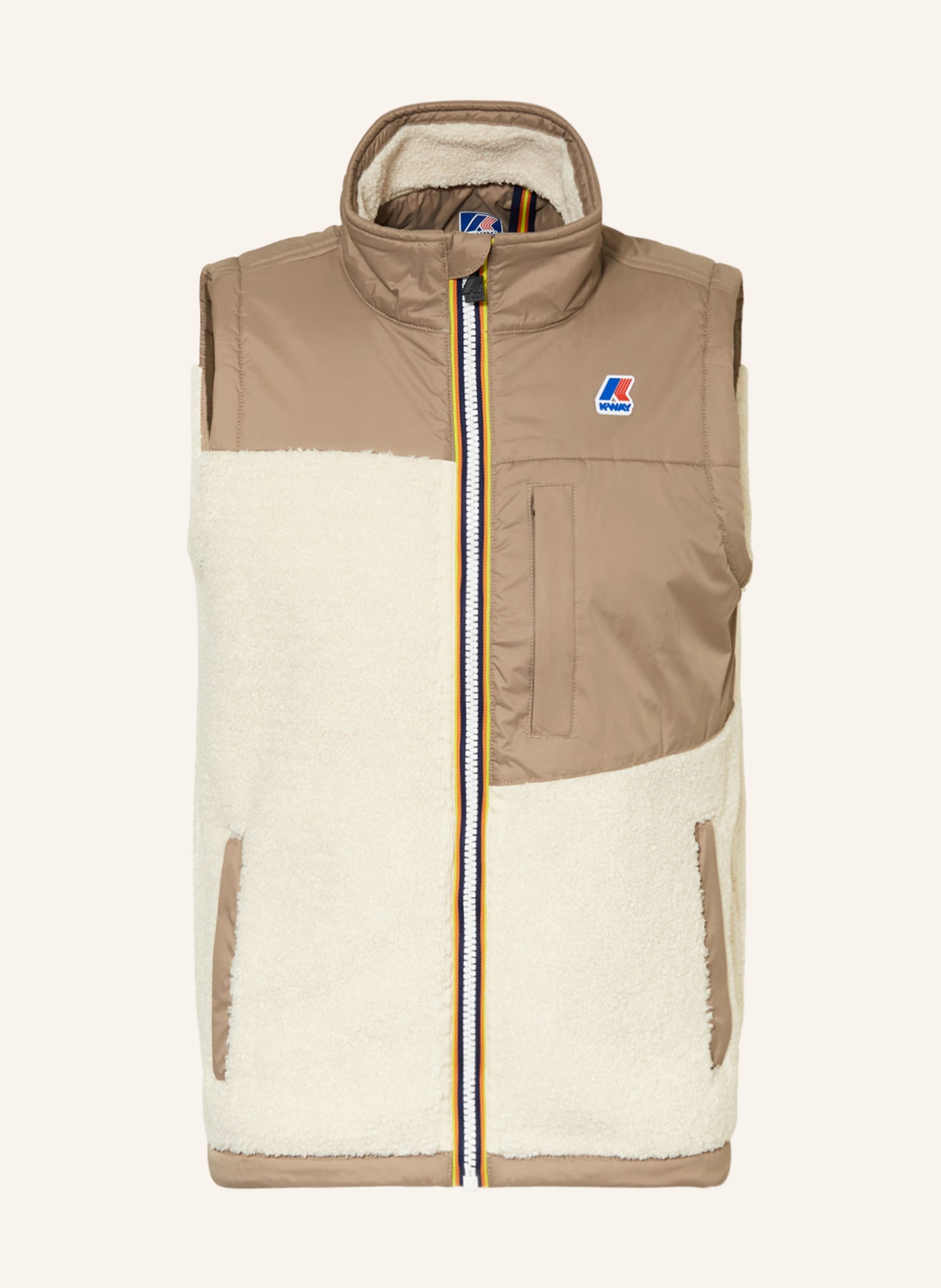 K-WAY Vest LE VRAI 3.0 in mixed materials, Color: TAUPE/ ECRU (Image 1)