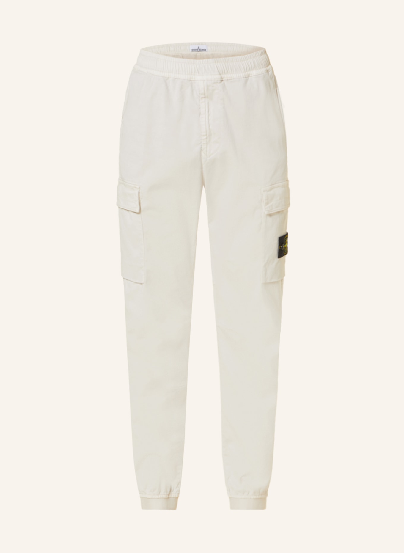 Cream Elasticated waistband cargo jogger pants Online Shopping