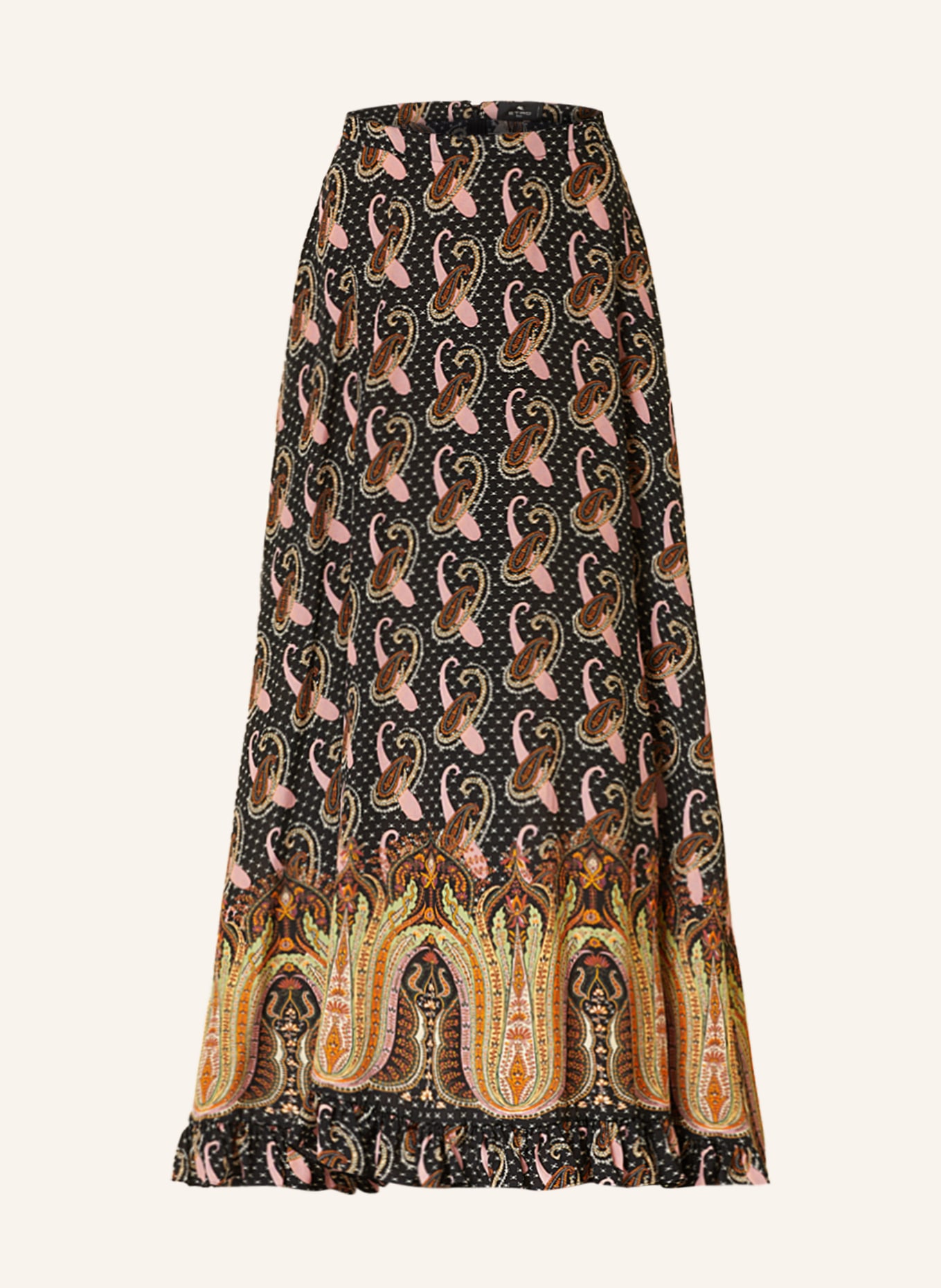 ETRO Silk skirt with ruffles, Color: BLACK/ PINK/ ORANGE (Image 1)