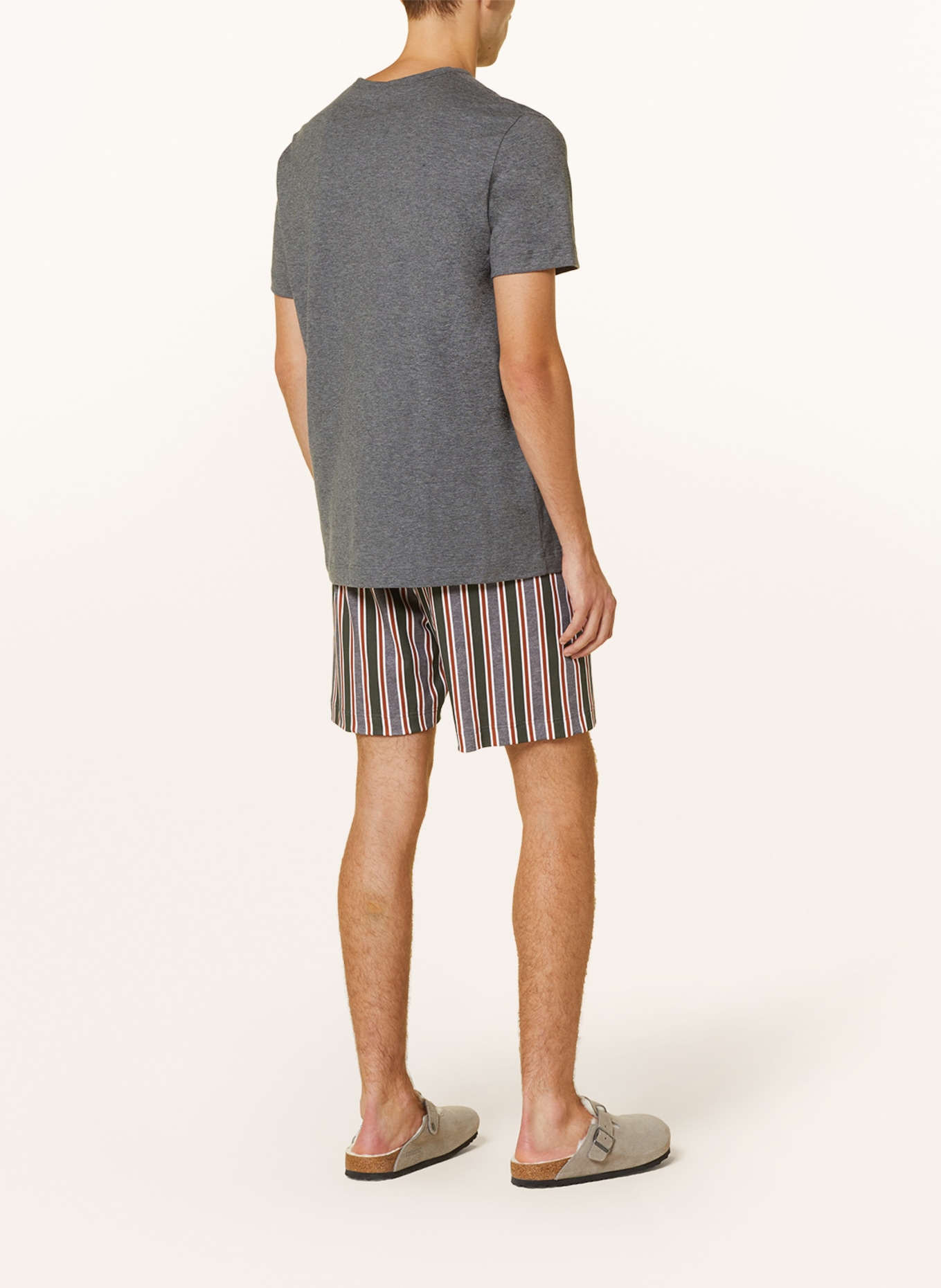 mey Shorty-Schlafanzug Serie MELANGE STRIPED, Farbe: GRAU (Bild 3)