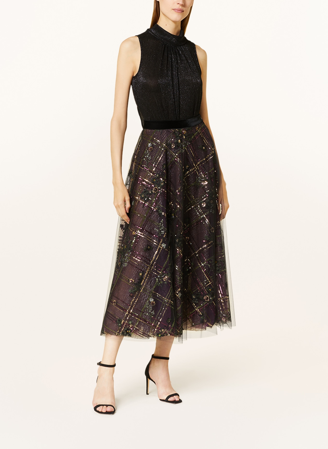 TALBOT RUNHOF Tulle skirt with sequins and embroidery, Color: BLACK/ FUCHSIA/ GREEN (Image 2)