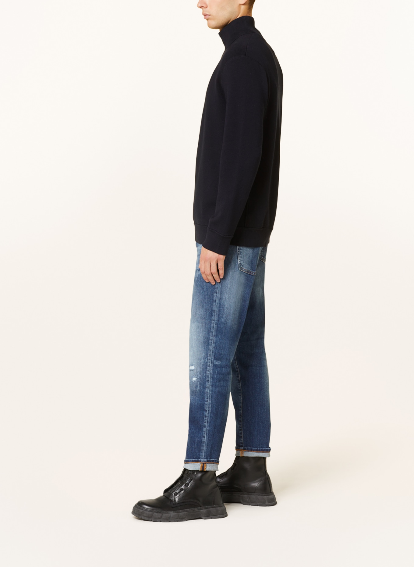 GOLDGARN DENIM Jeans RHEINAU relaxed cropped fit with cropped leg length, Color: 1090 MID BLUE (Image 4)