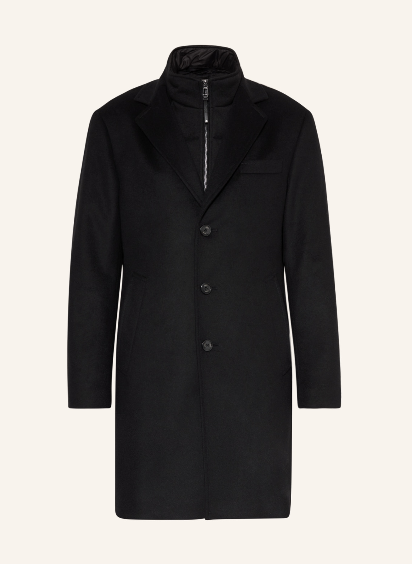 JOOP! Wool coat MORRIS with detachable trim, Color: BLACK (Image 1)