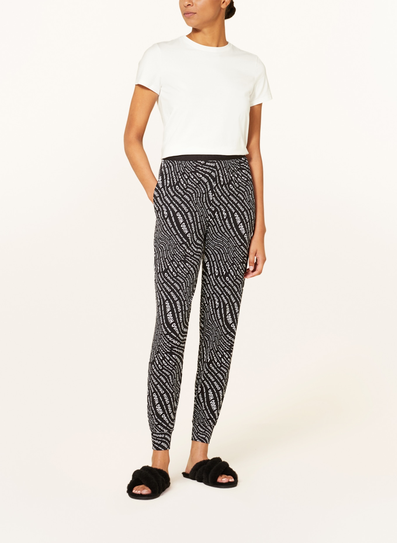 HUGO Pajama pants UNITE, Color: BLACK/ WHITE (Image 2)