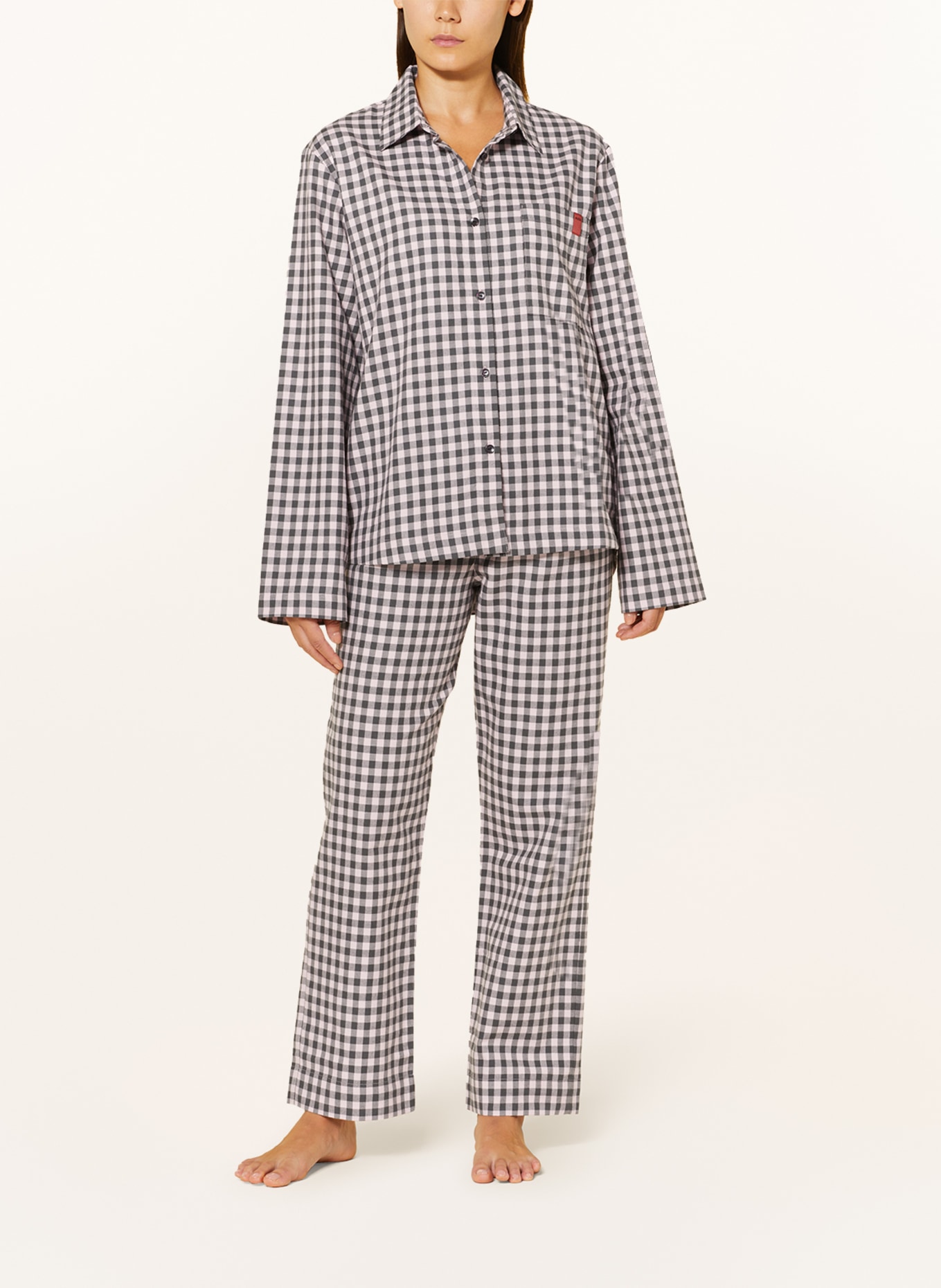 HUGO Pajamas FLANELLA in flannel, Color: LIGHT PINK/ DARK GRAY (Image 2)
