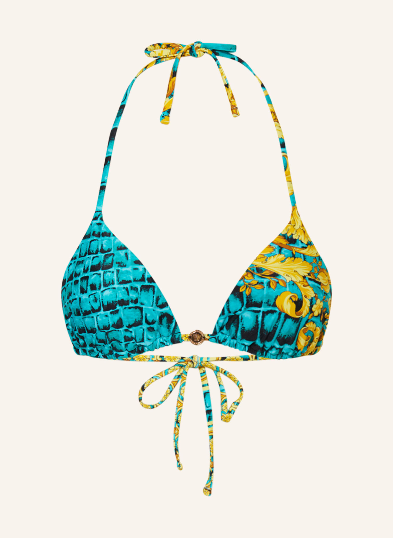 VERSACE Triangel-Bikini-Top, Farbe: TÜRKIS/ GELB/ SCHWARZ (Bild 1)