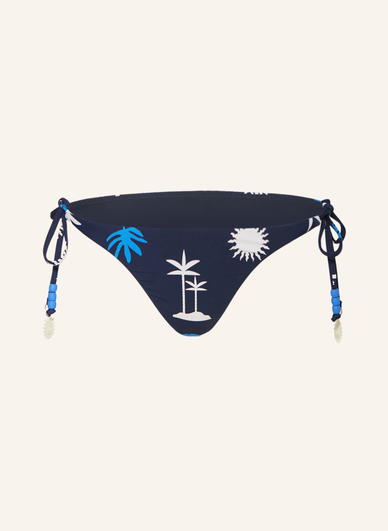 SEAFOLLY Triangle bikini bottoms LA PALMA with decorative beads, Color: DARK BLUE/ WHITE/ TURQUOISE (Image 1)