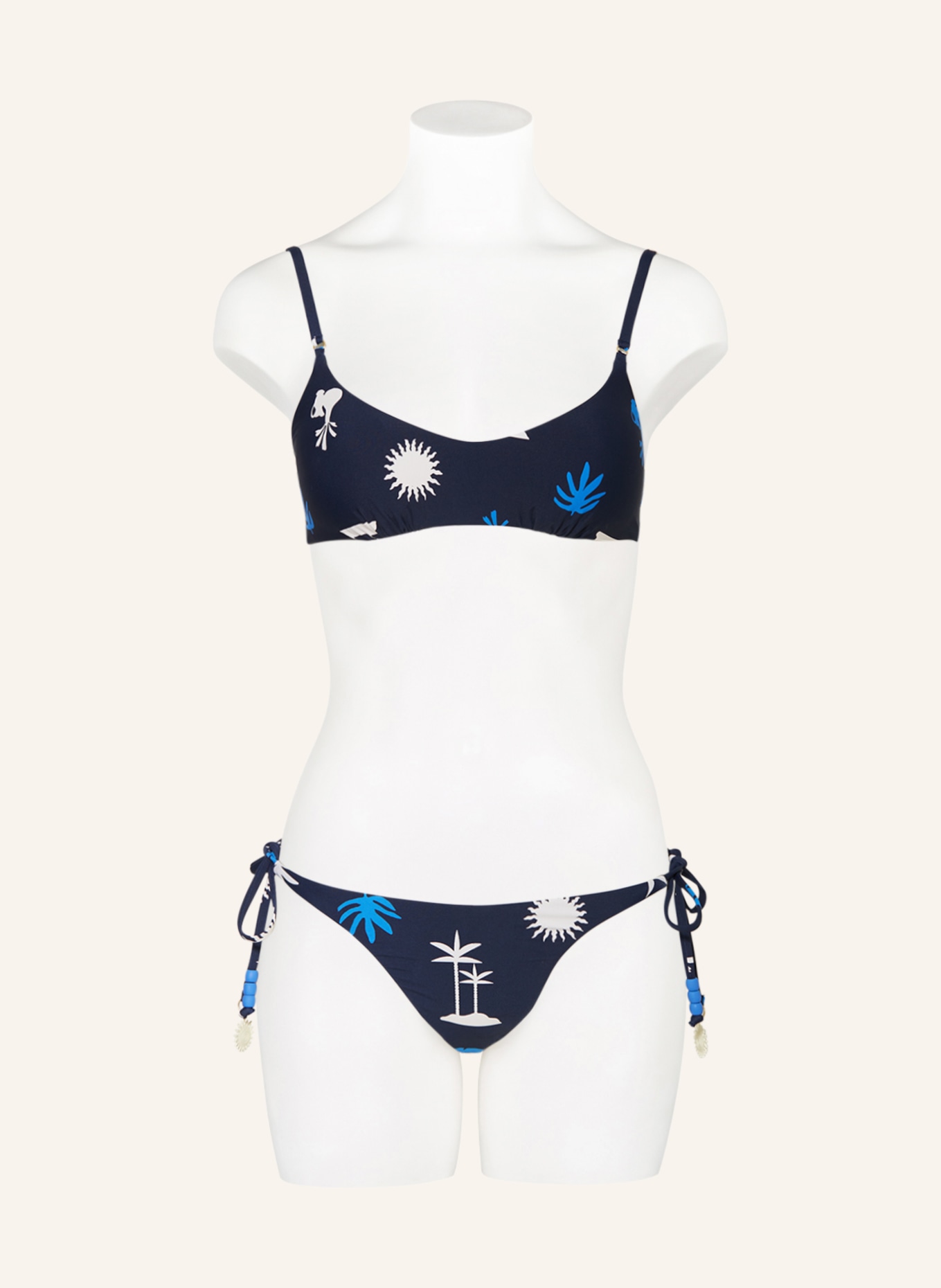 SEAFOLLY Triangel-Bikini-Hose LA PALMA mit Schmuckperlen, Farbe: DUNKELBLAU/ WEISS/ TÜRKIS (Bild 2)