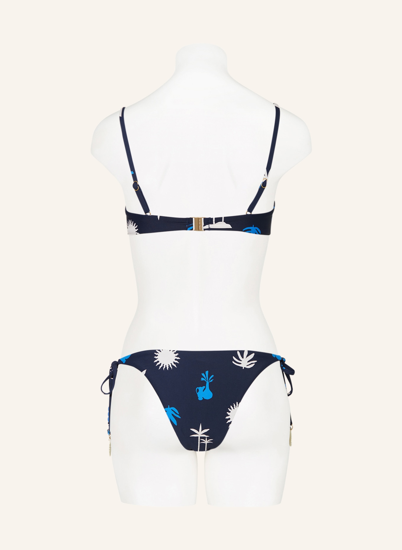 SEAFOLLY Triangle bikini bottoms LA PALMA with decorative beads, Color: DARK BLUE/ WHITE/ TURQUOISE (Image 3)