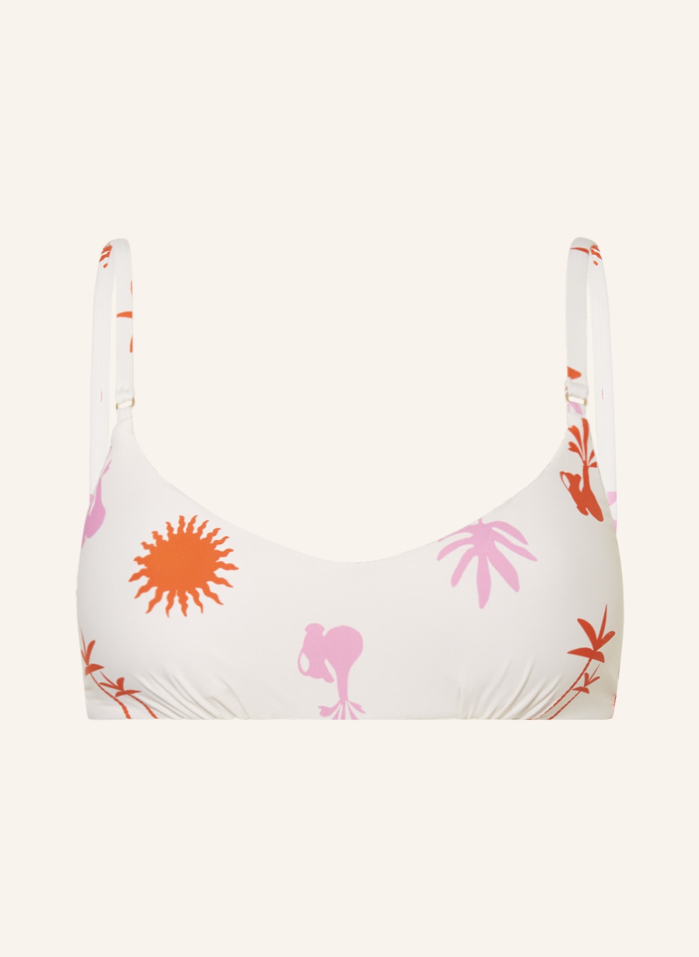 SEAFOLLY Reversible bralette bikini top LA PALMA, Color: ECRU/ RED/ PINK (Image 1)