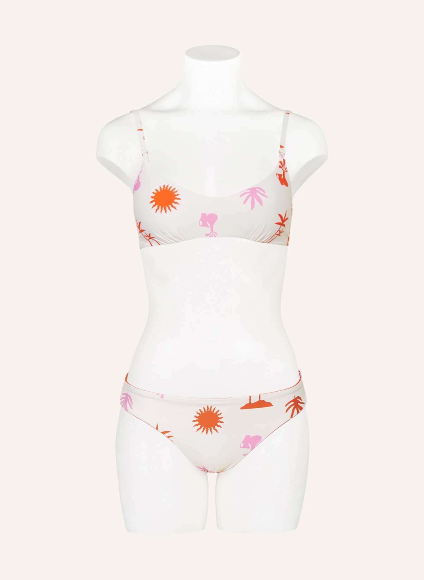 SEAFOLLY Reversible bralette bikini top LA PALMA, Color: ECRU/ RED/ PINK (Image 2)