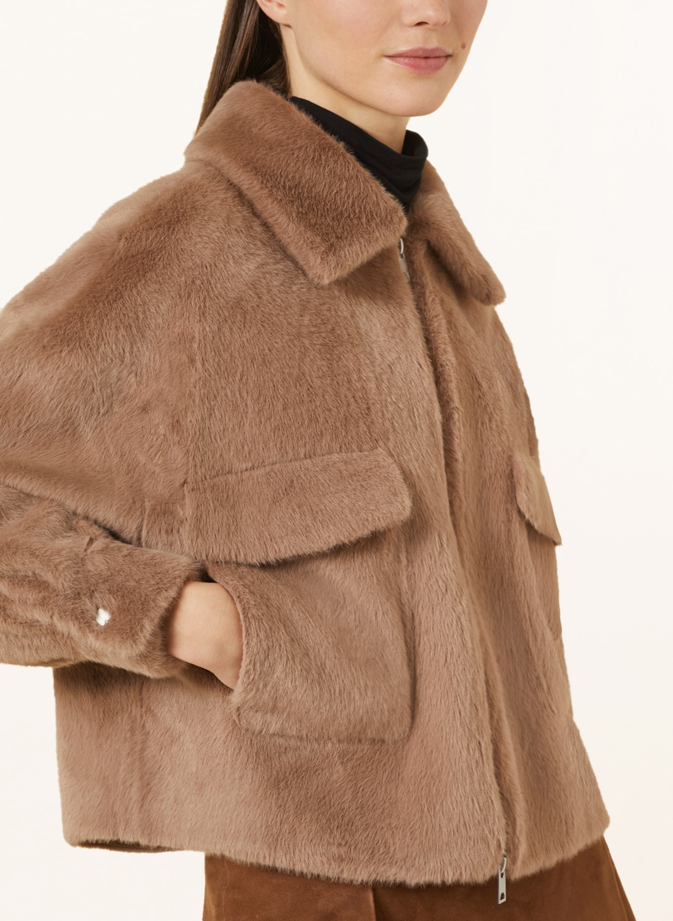 MRS & HUGS Faux fur jacket, Color: BEIGE (Image 4)