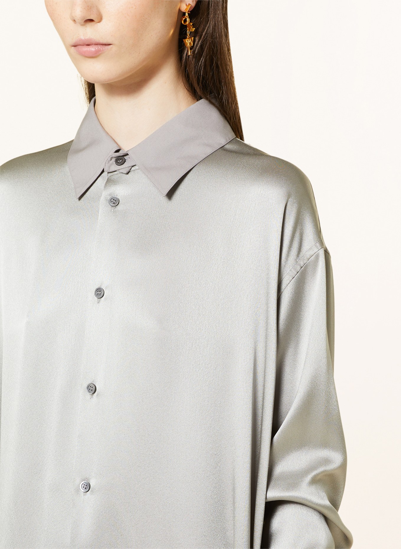 LOEWE Košilové šaty z hedvábí, Barva: ŠEDÁ (Obrázek 4)